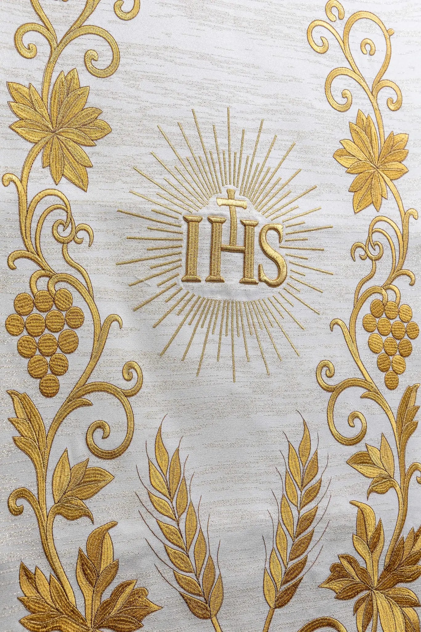 Ecru Lectern Cover with Rich IHS Embroidery - HAFTINA ATELIER