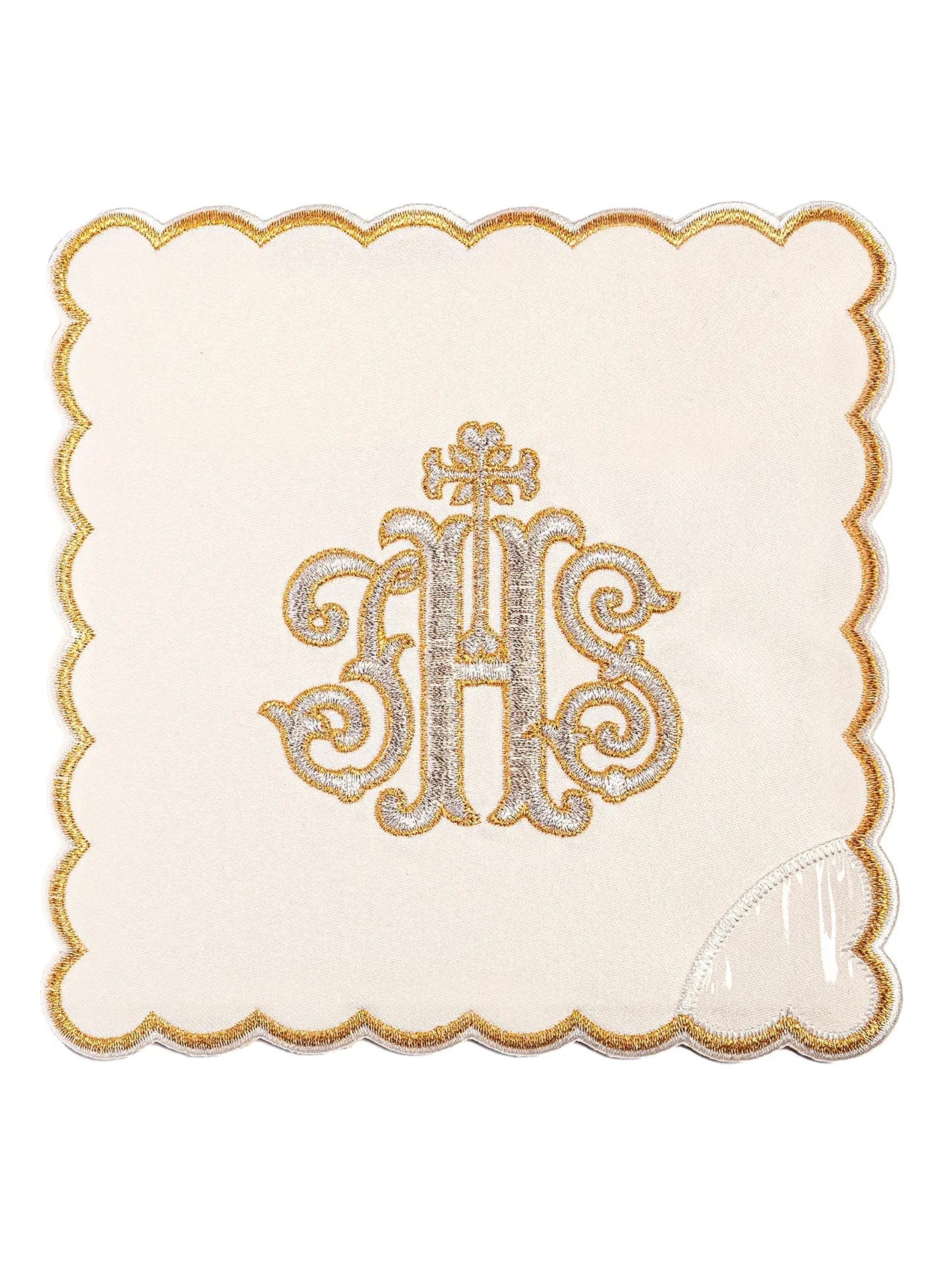 Embroidered chalice linen with ecru palladium IHS - HAFTINA ATELIER