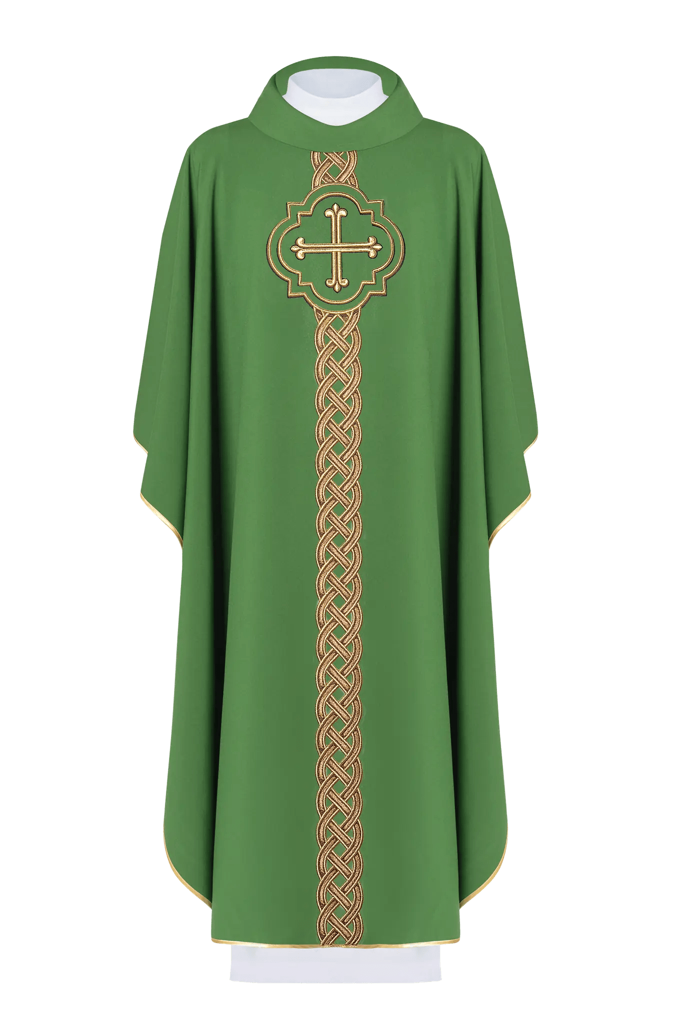 Embroidered chasuble Green with Cross motif - HAFTINA ATELIER