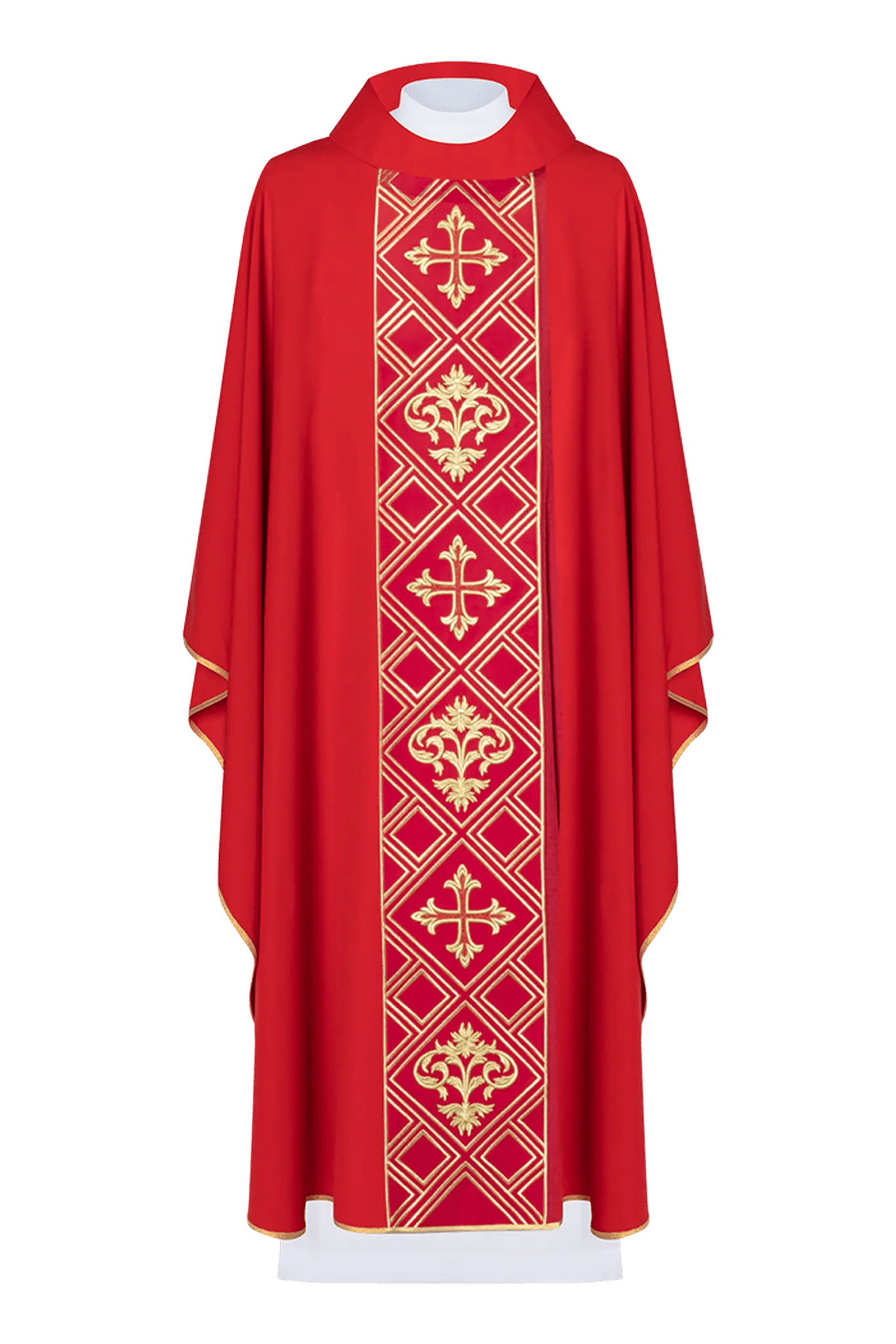 Embroidered chasuble Red Cross with Decorated Belt - HAFTINA ATELIER