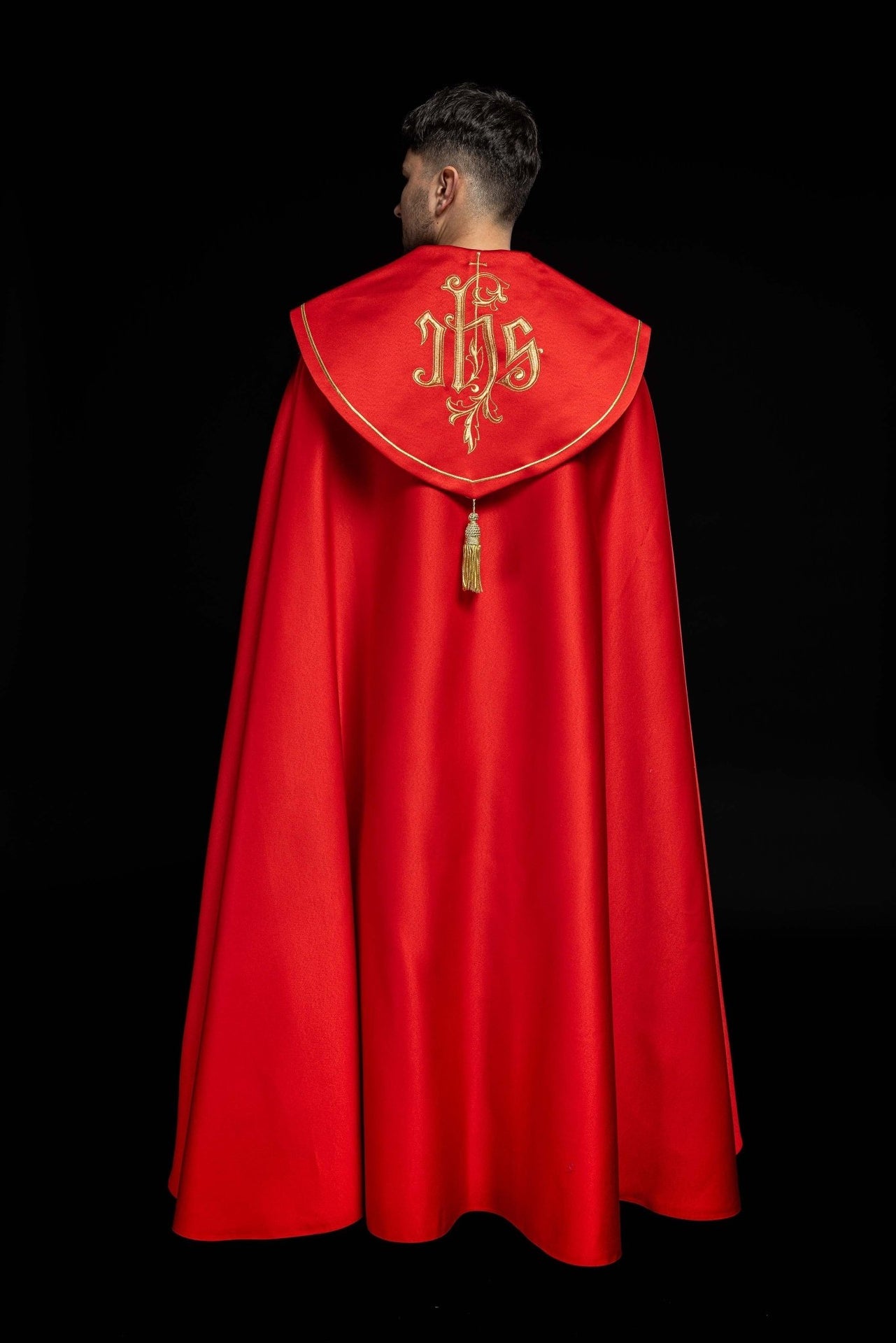 Kapa eucharystyczna monogram IHS Czerwona