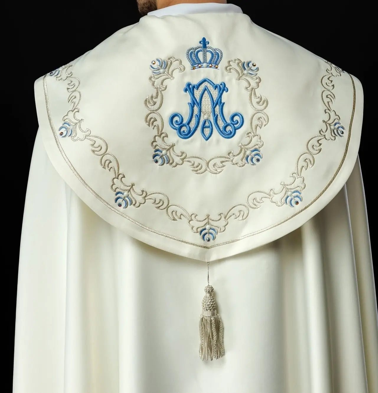 Capilla litúrgica bordada con símbolo mariano 150 cm