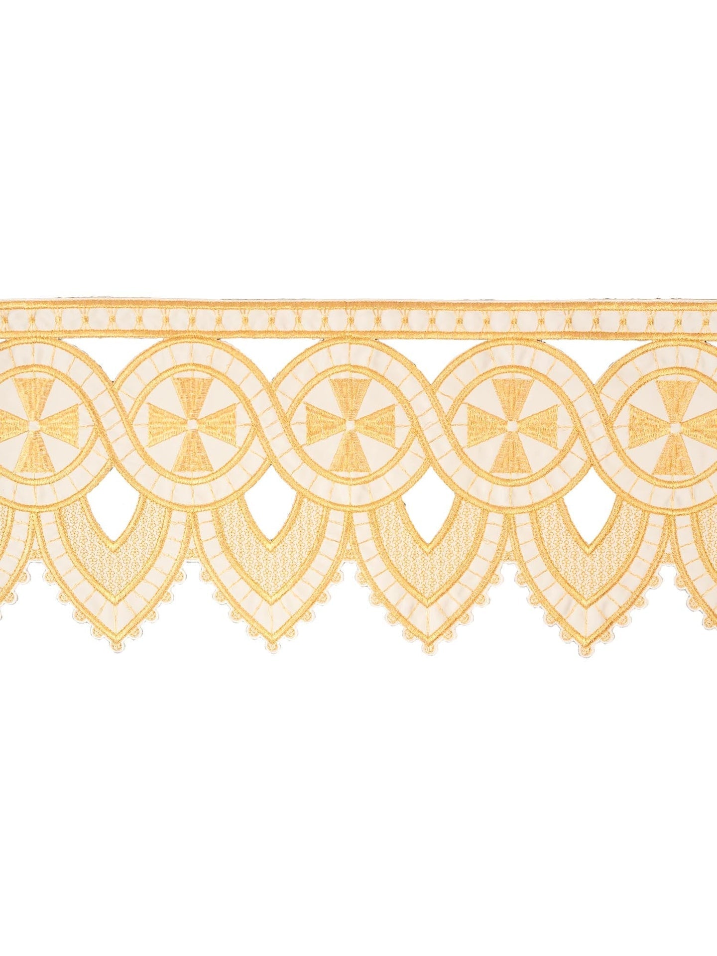 Koronka haftowana do obrusu haft krzyża kolor ecru