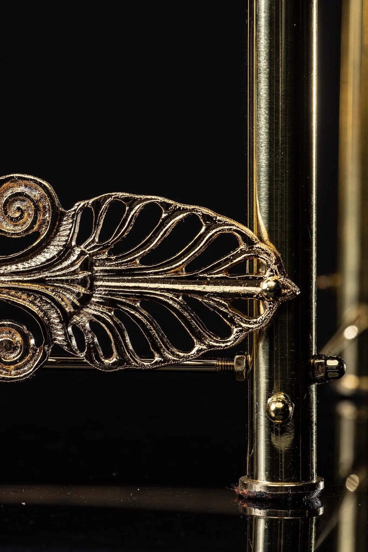 Bañado en oro trono para custodia con motivo de Cristo, detalle del adorno lateral