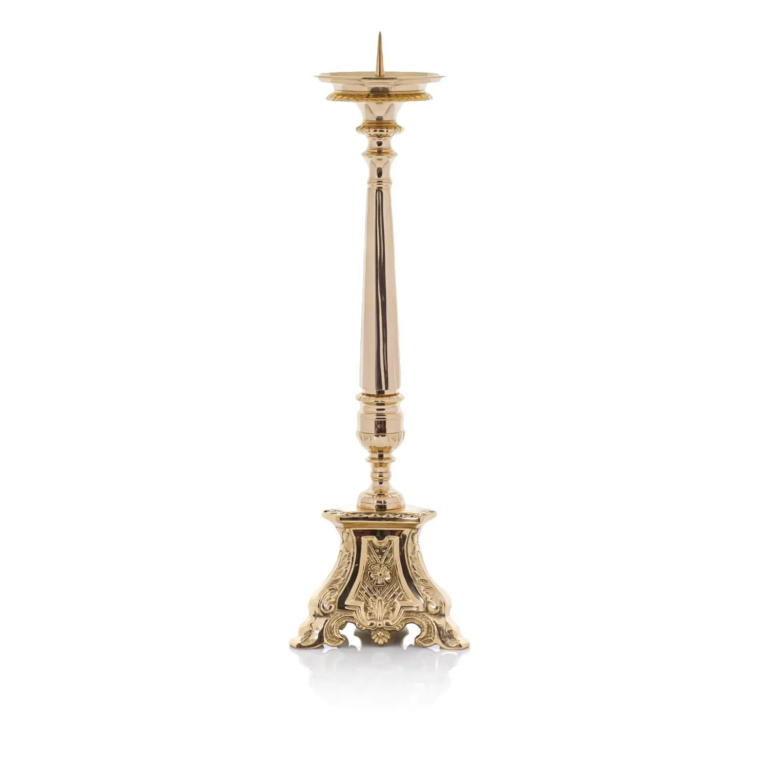 Candelabro de Altar de Latón con Adorno Floral – 48 cm
