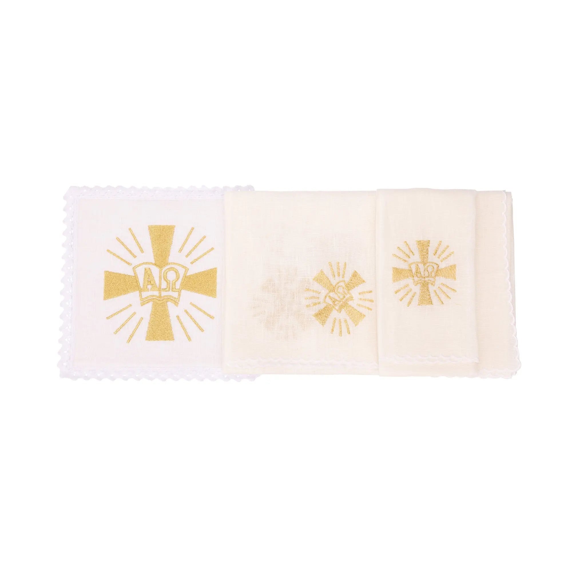 Linen chalice linen with embroidery of the Cross and Alpha Omega - HAFTINA ATELIER
