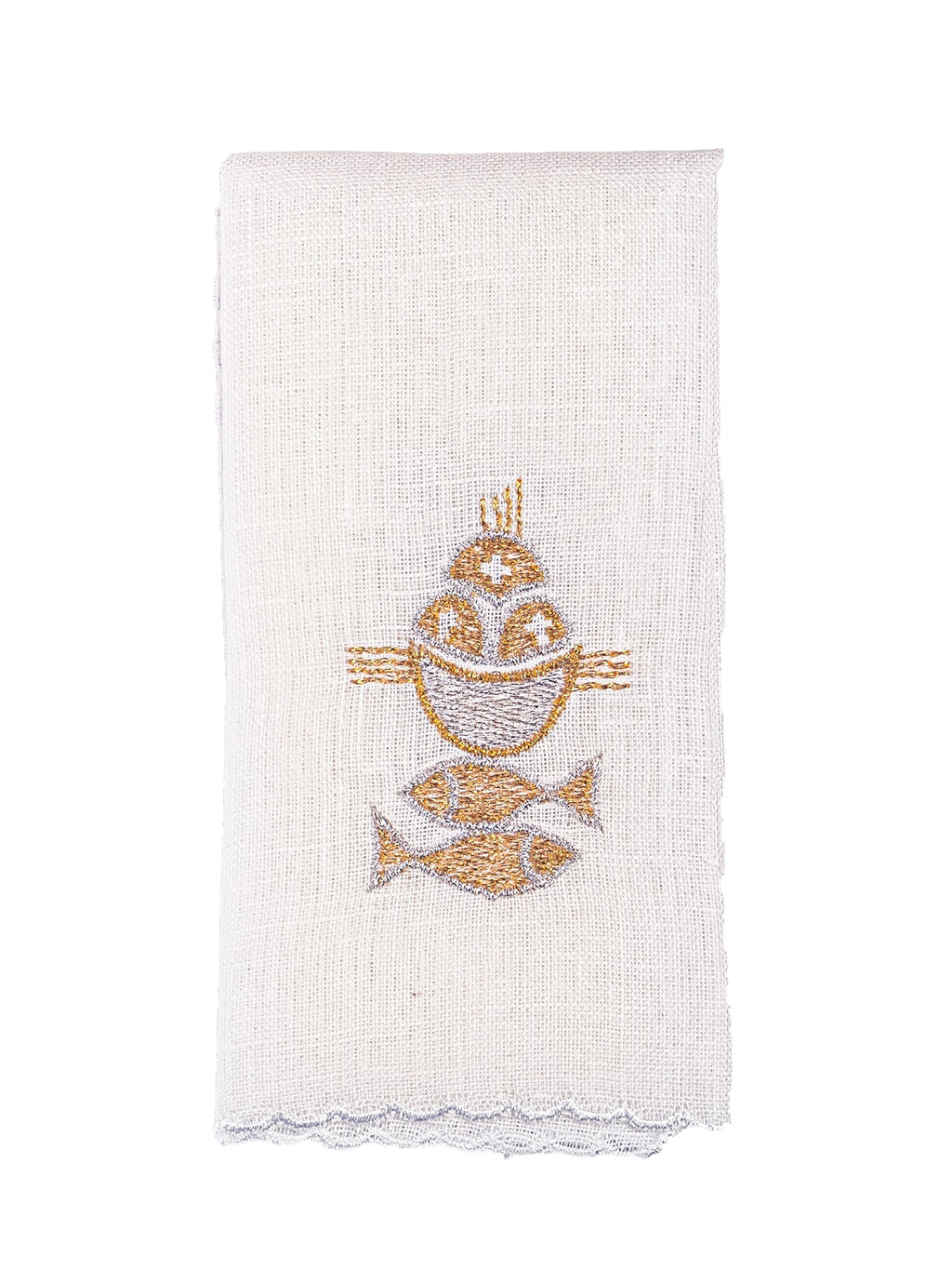 Lniana bielizna kielichowa z motywem ryb