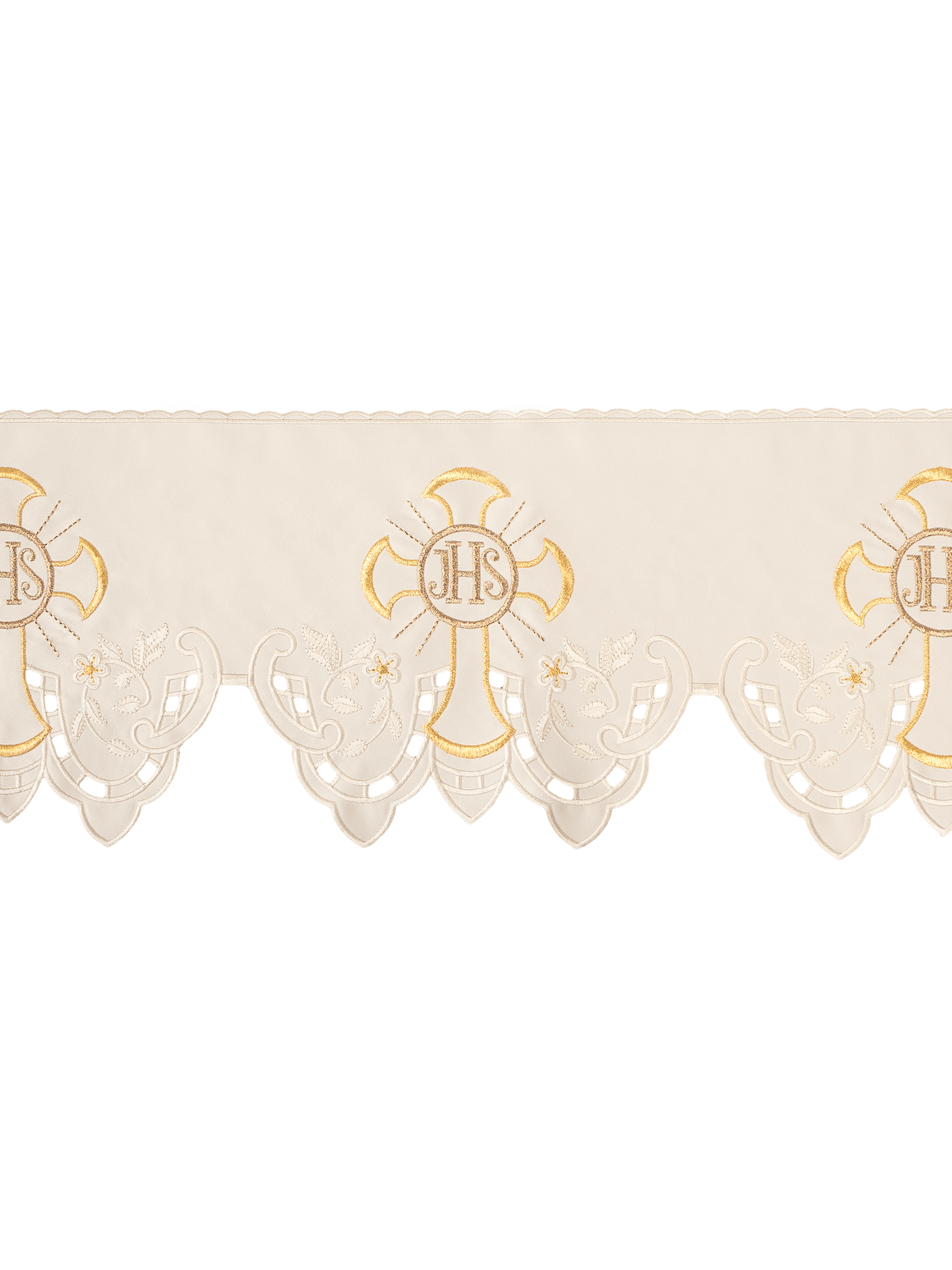 Metraż z haftem czołowym IHS Krzyż ecru