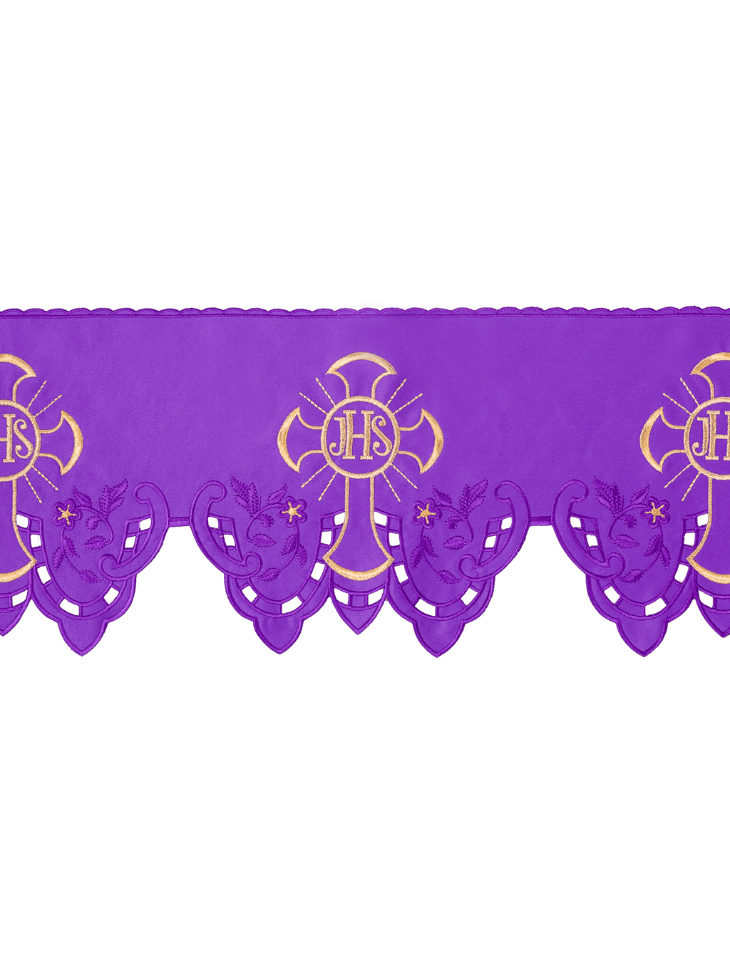 Metraż z haftem czołowym IHS Krzyż Fioletowy