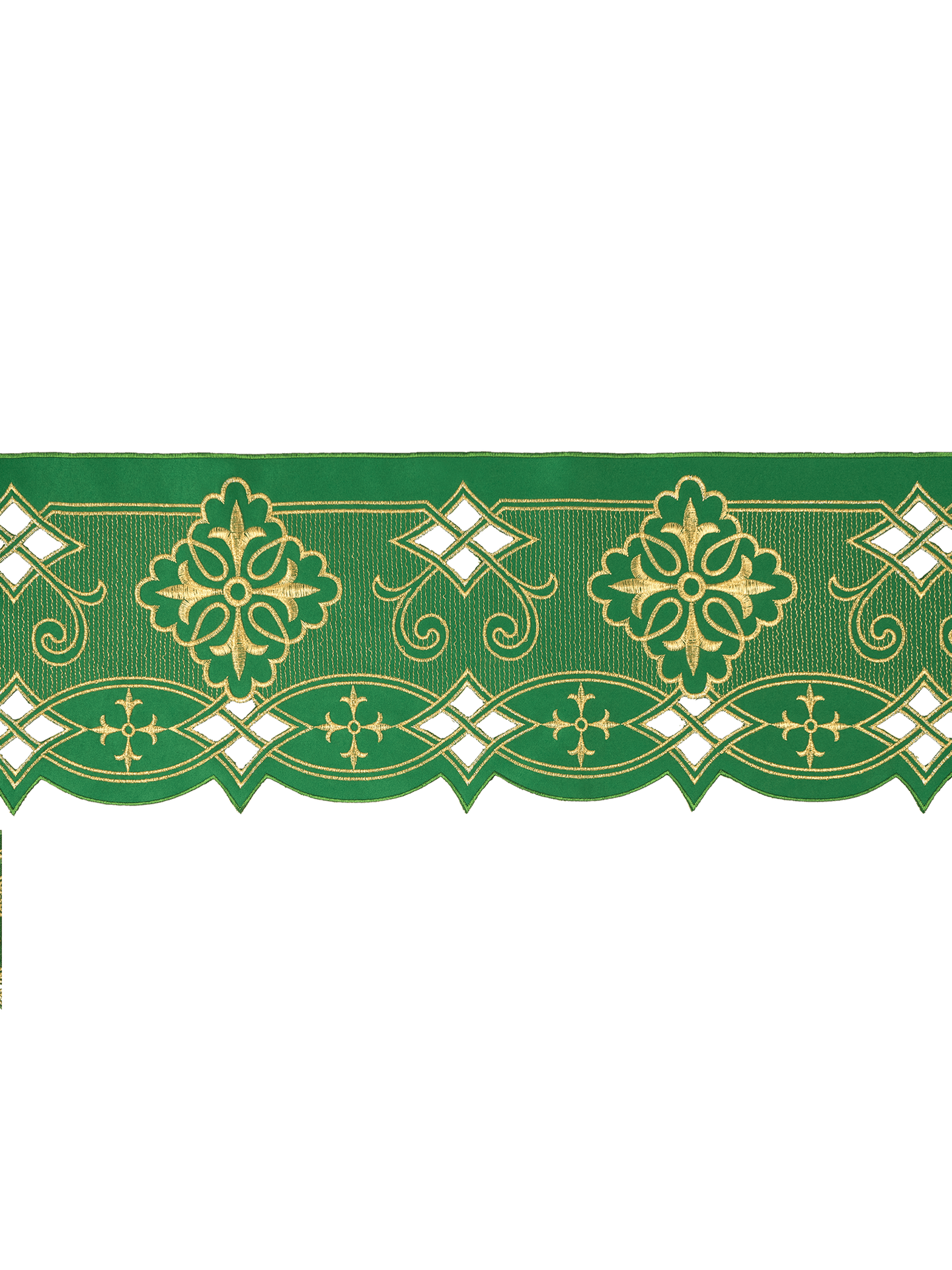 Metraż z haftem czołowym Rozeta Zielony