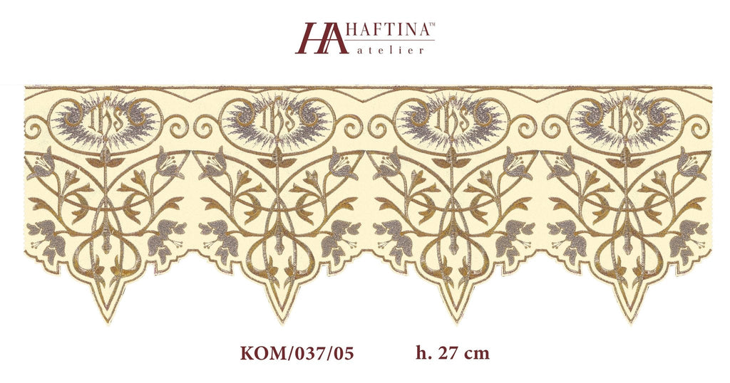 Metraż z monogramem IHS w kolorze ecru