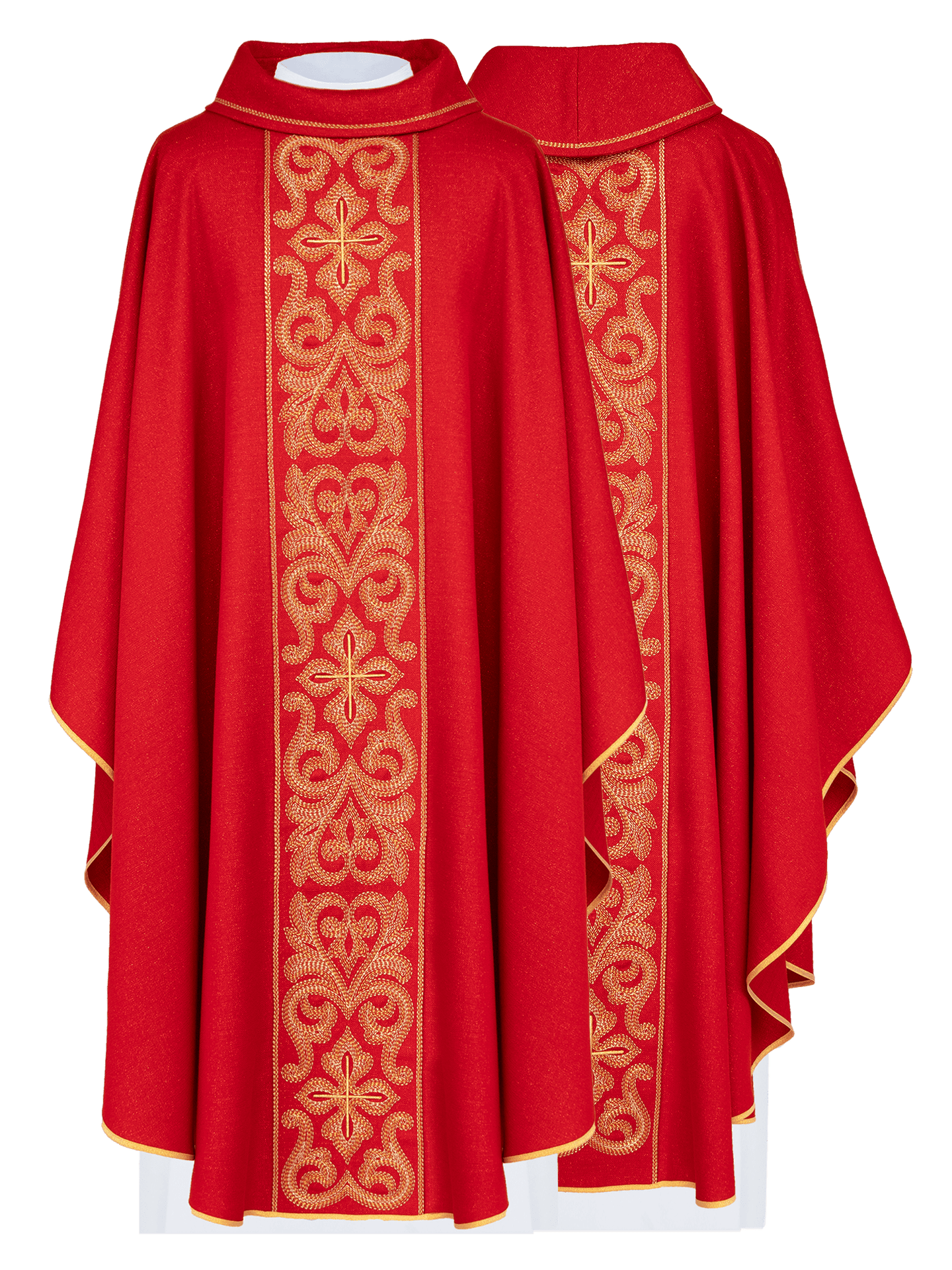 Ornat bogato haftowany z krzyżami Czerwony