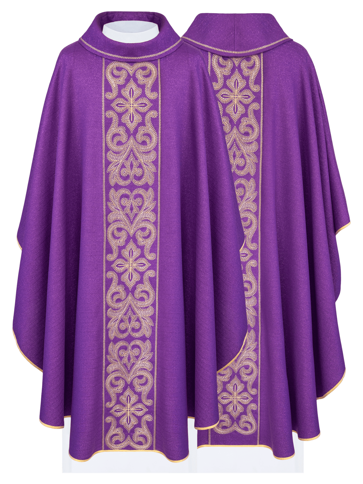 Ornat bogato haftowany z krzyżami Fioletowy