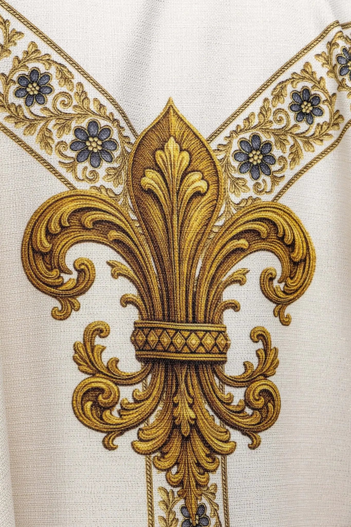 Ecru chasuble with printed image of the Immaculate Conception