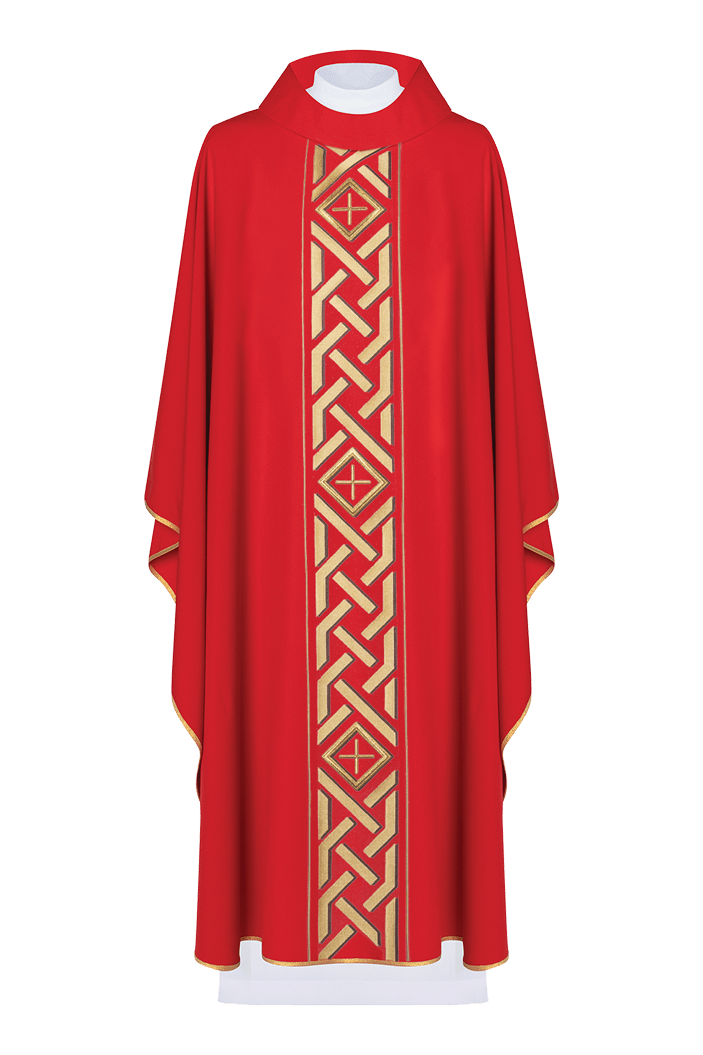 Ornat haftowany Czerwony z Motywem Krzyży