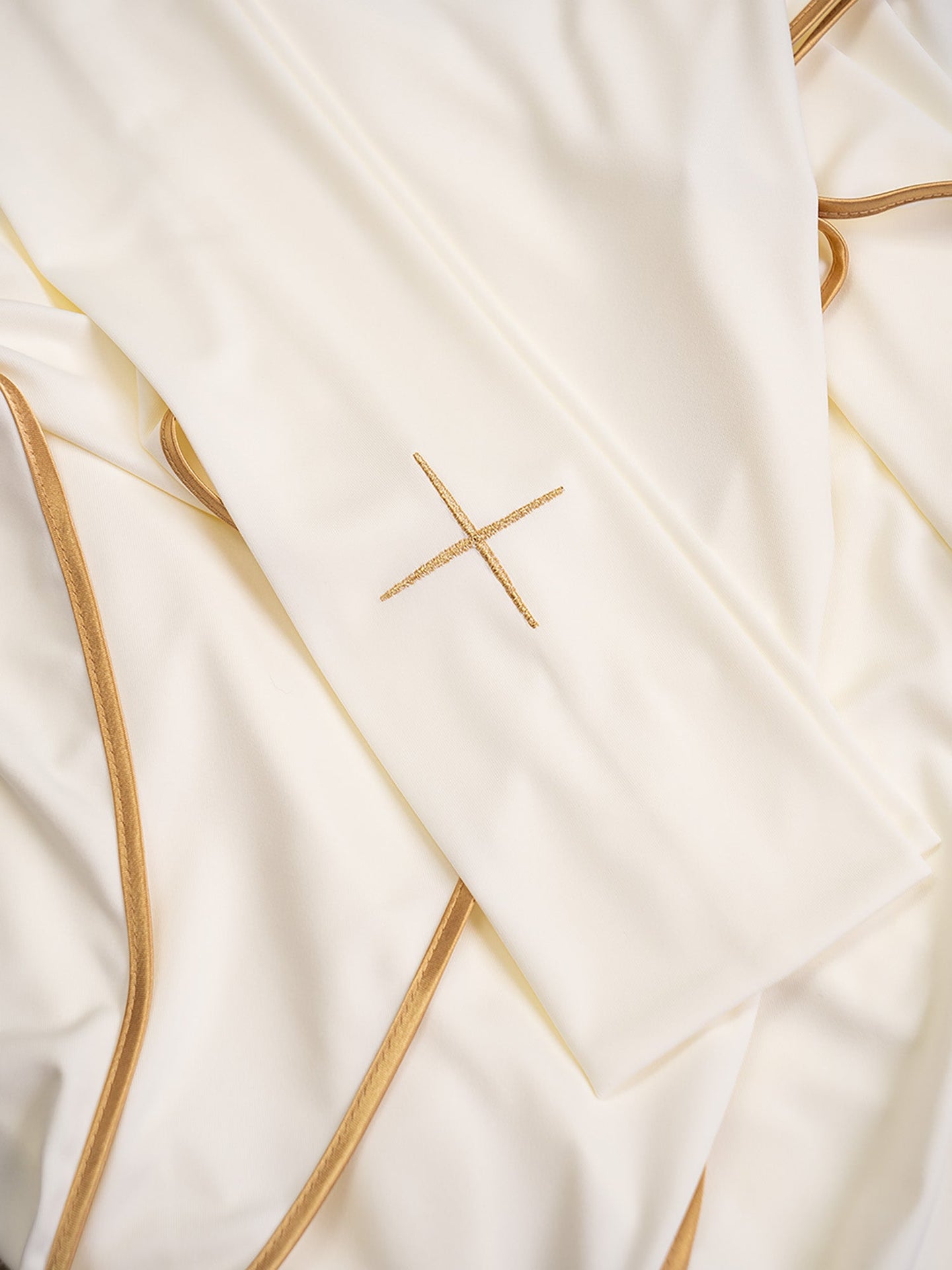 Ornat haftowany Krzyż ecru lekka dzianina SACROLITE