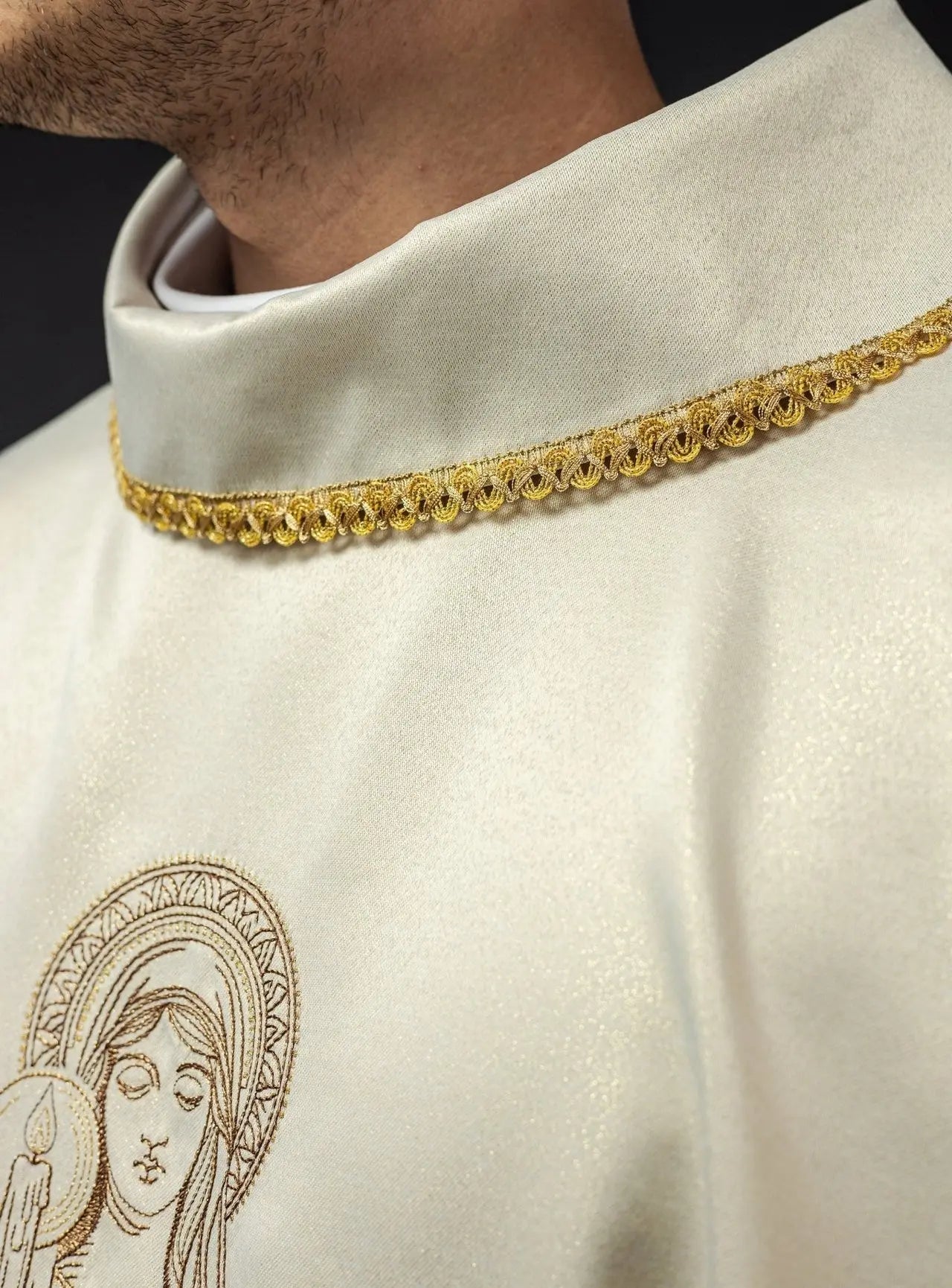 Embroidered chasuble with the image of Our Lady of Thunder