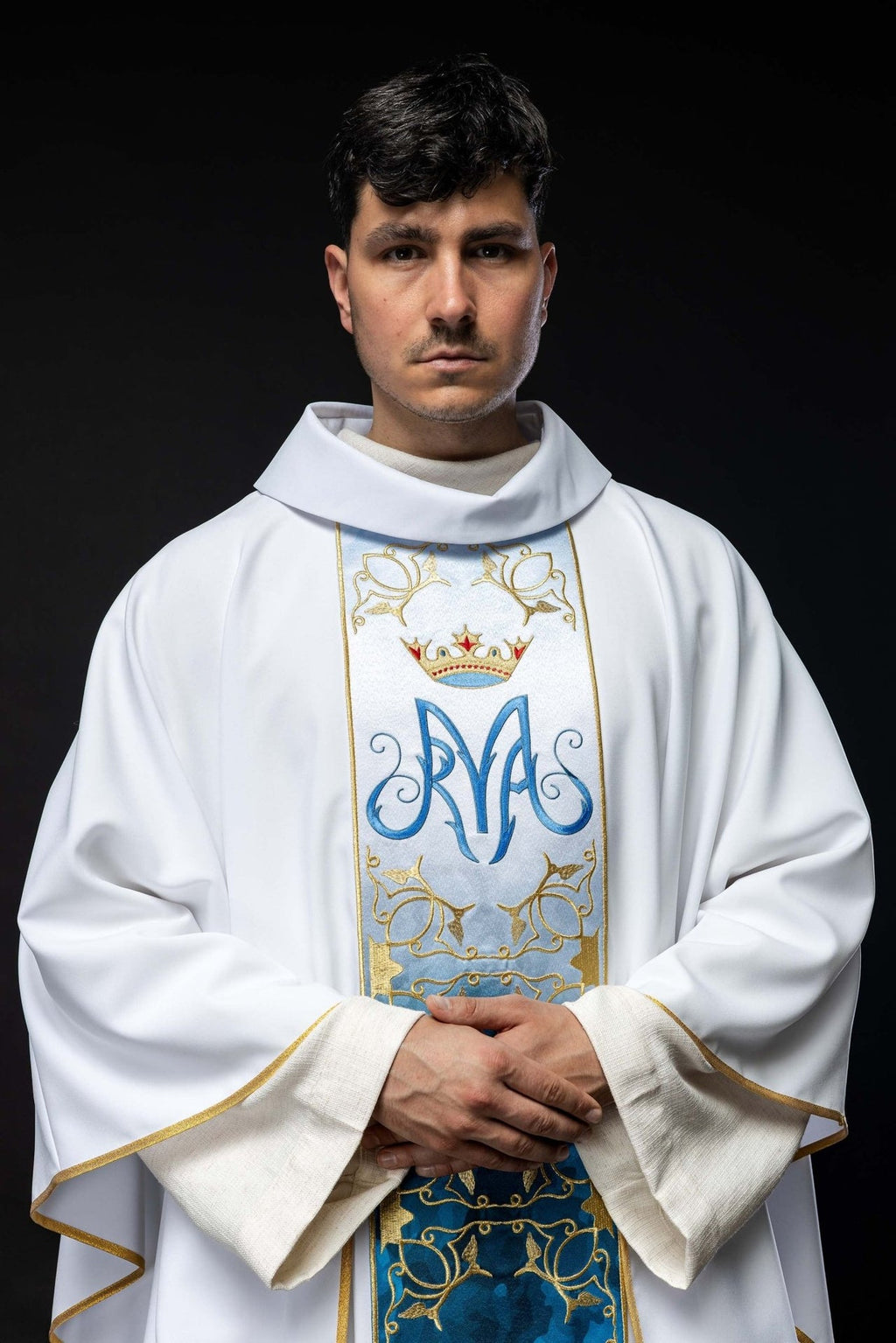 Ornat liturgiczny Maryjny z pasem haftowanym i sublimowanym