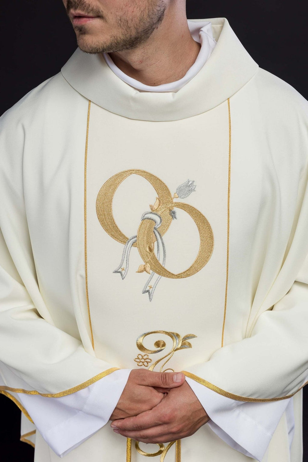 Ornat Ślubny z obrączkami w kolorze ecru