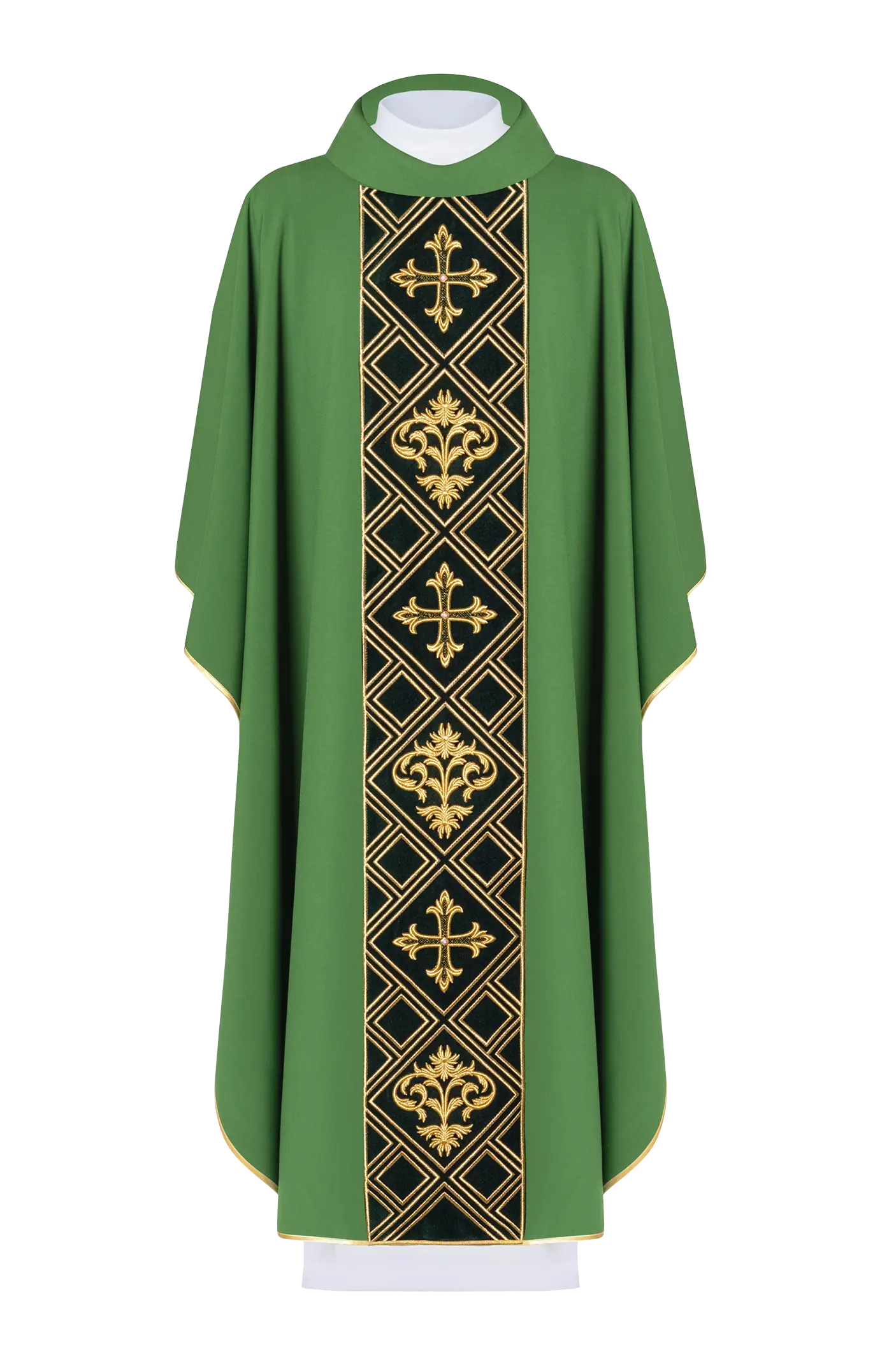 Chasuble with dark green belt made of velvet