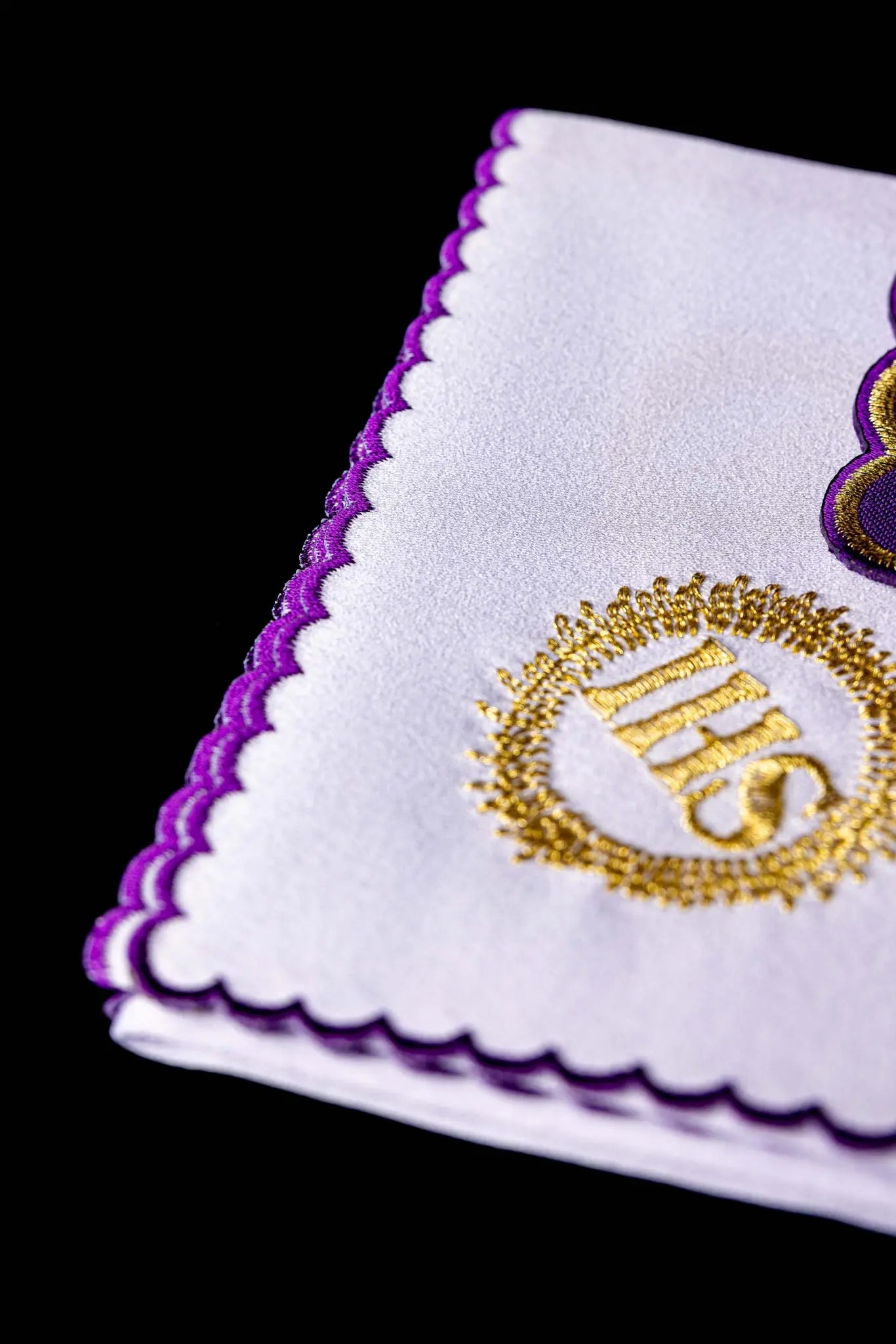 Purple Chalice Linen Set with Gold IHS Embroidery - HAFTINA ATELIER