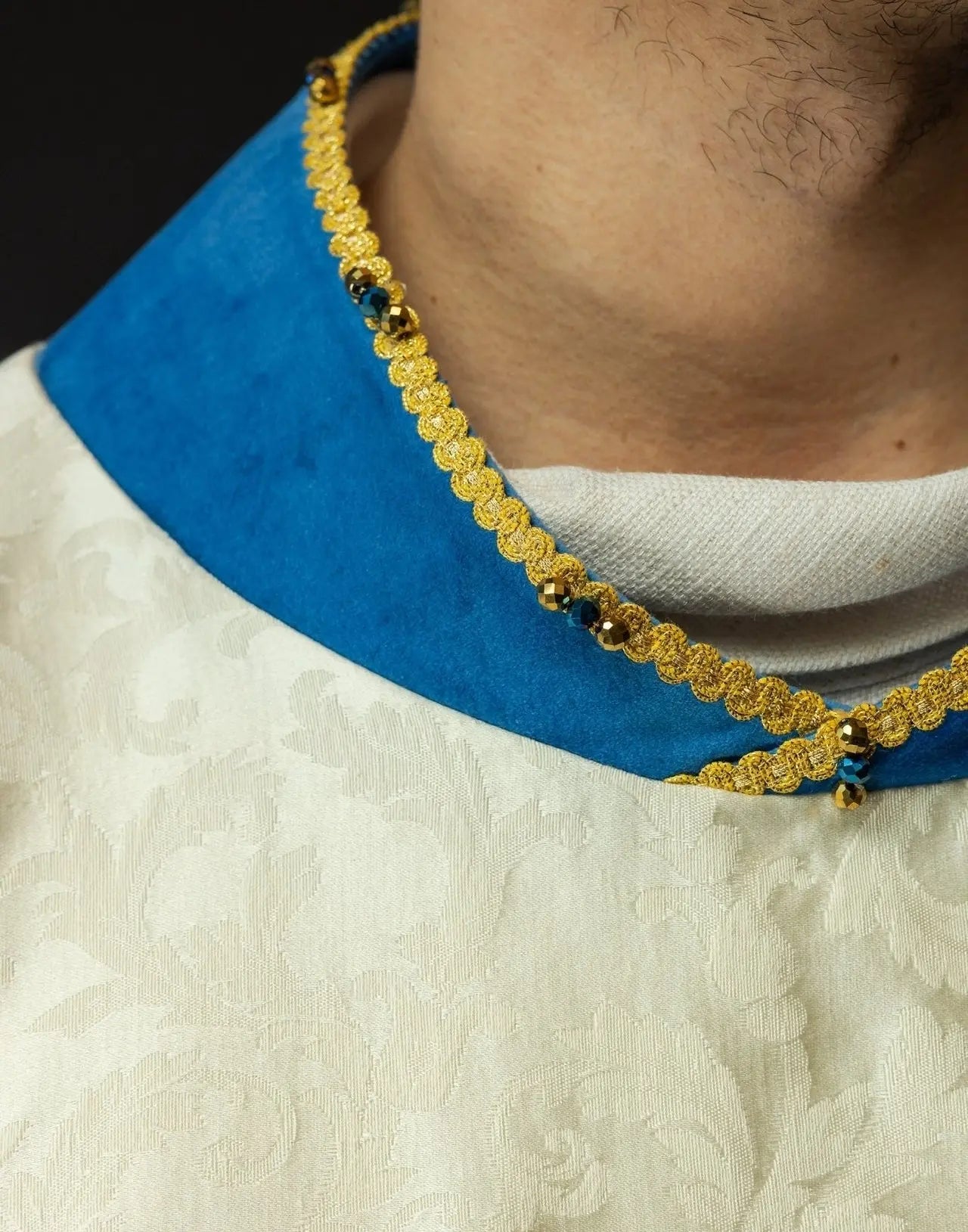 Handmade Marian Chasuble with Natural Stones – Model 7006