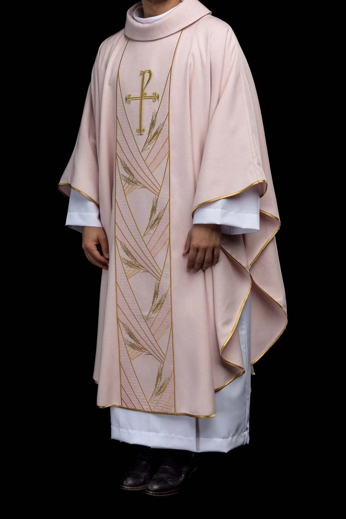 Rose Chasuble with Embroidered PAX Band - HAFTINA ATELIER