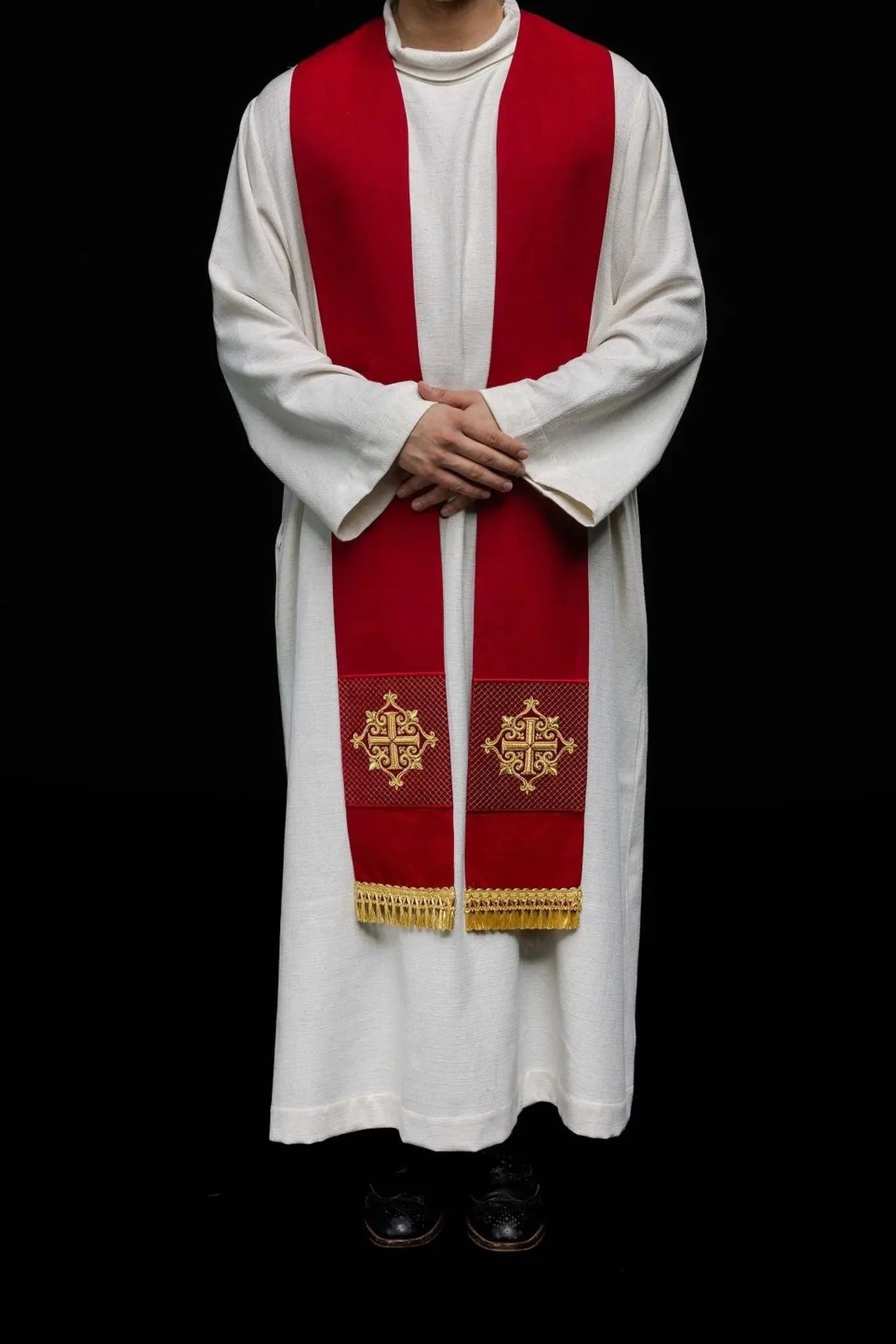 Estola de terciopelo rojo