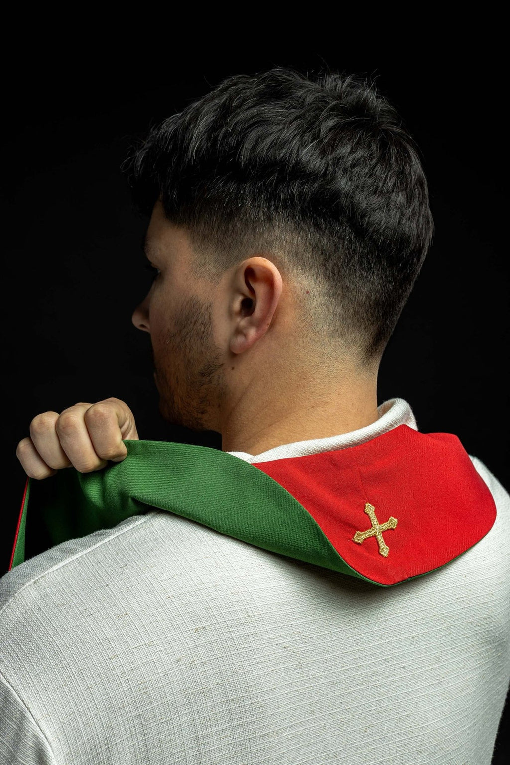 Stuła Dwustronna Haftowana IHS zielono - czerwona