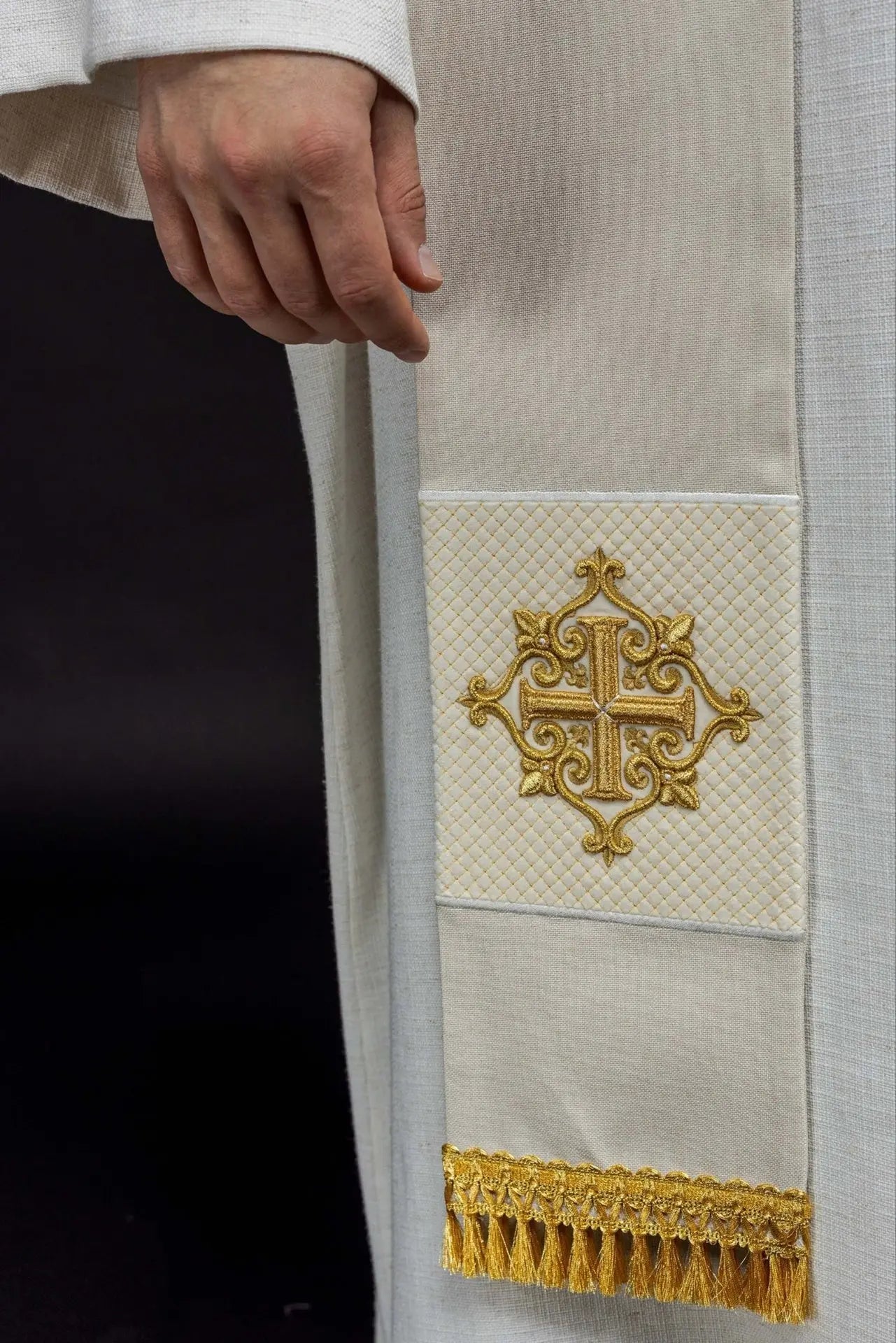Estola de terciopelo ecru