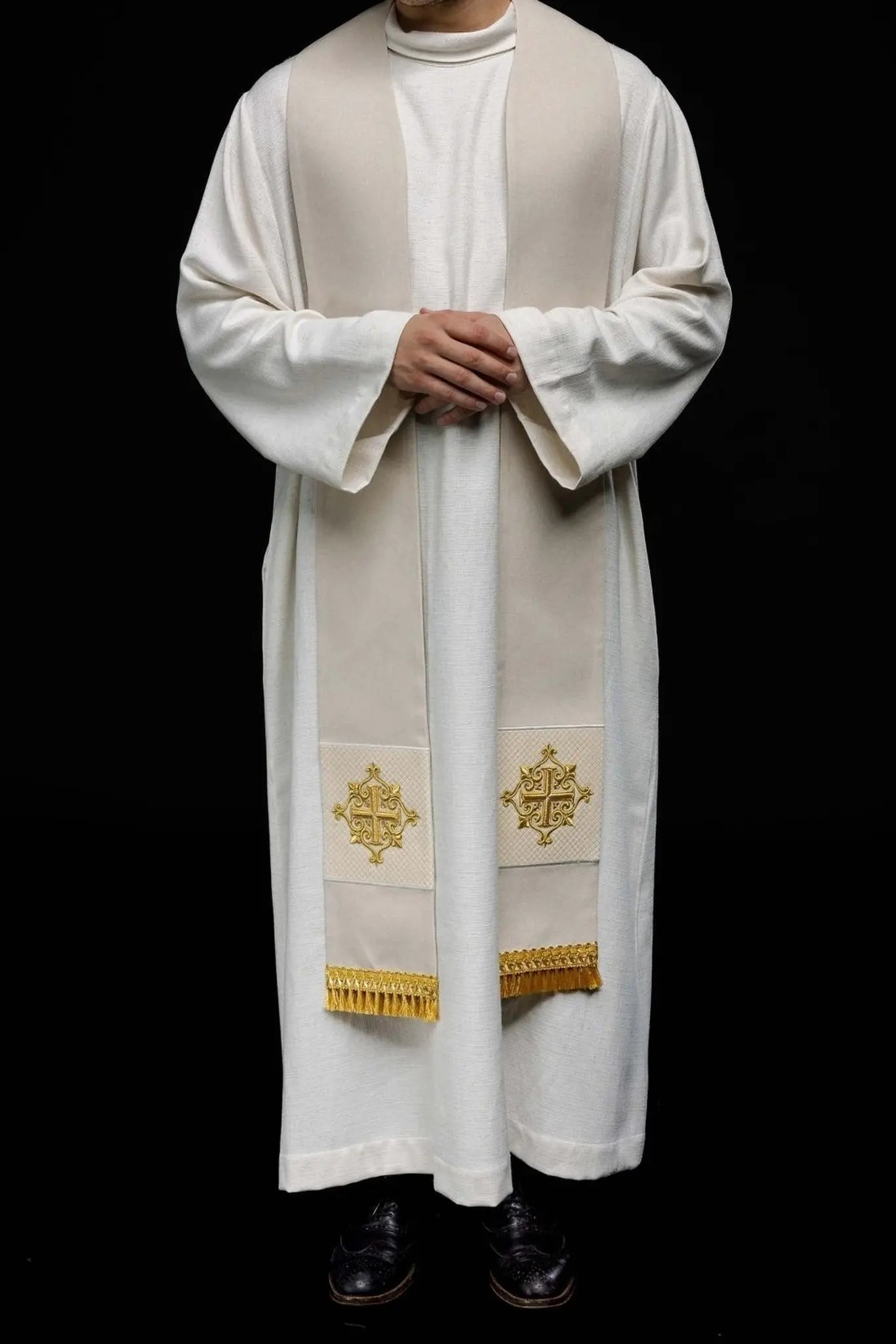 Estola de terciopelo ecru
