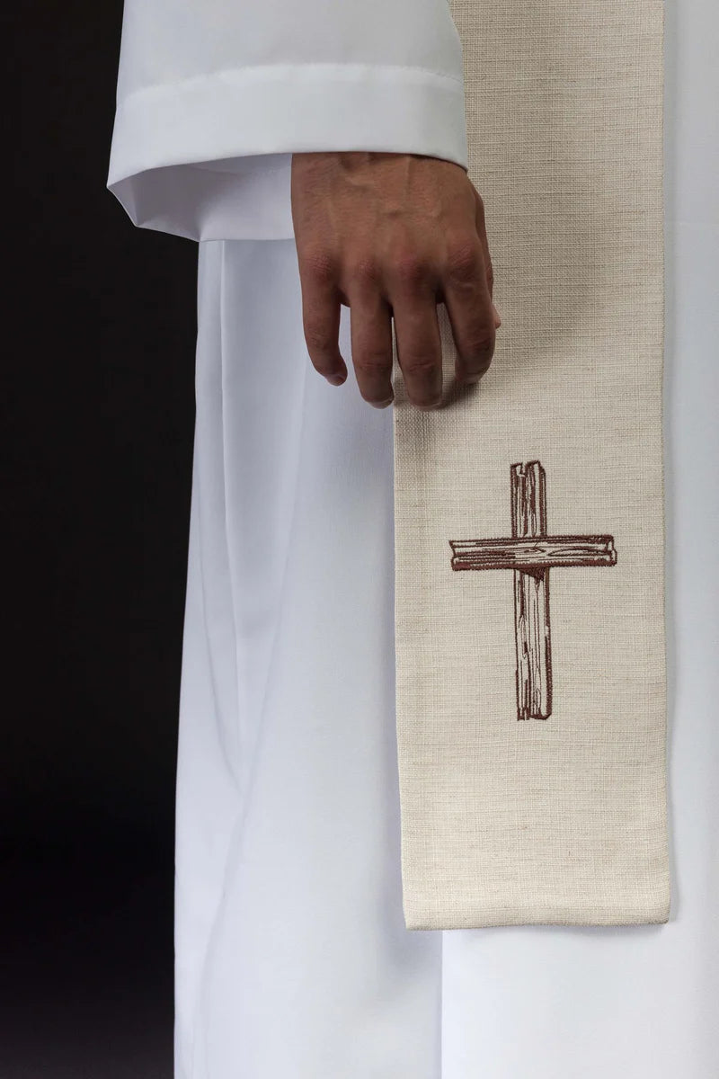 Estola bordada "Jesús el Buen Pastor" en ecru