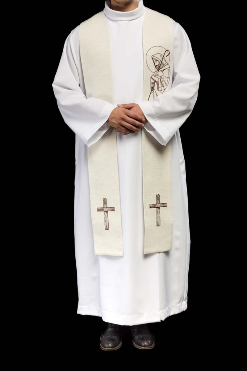Estola bordada "Jesús el Buen Pastor" en ecru