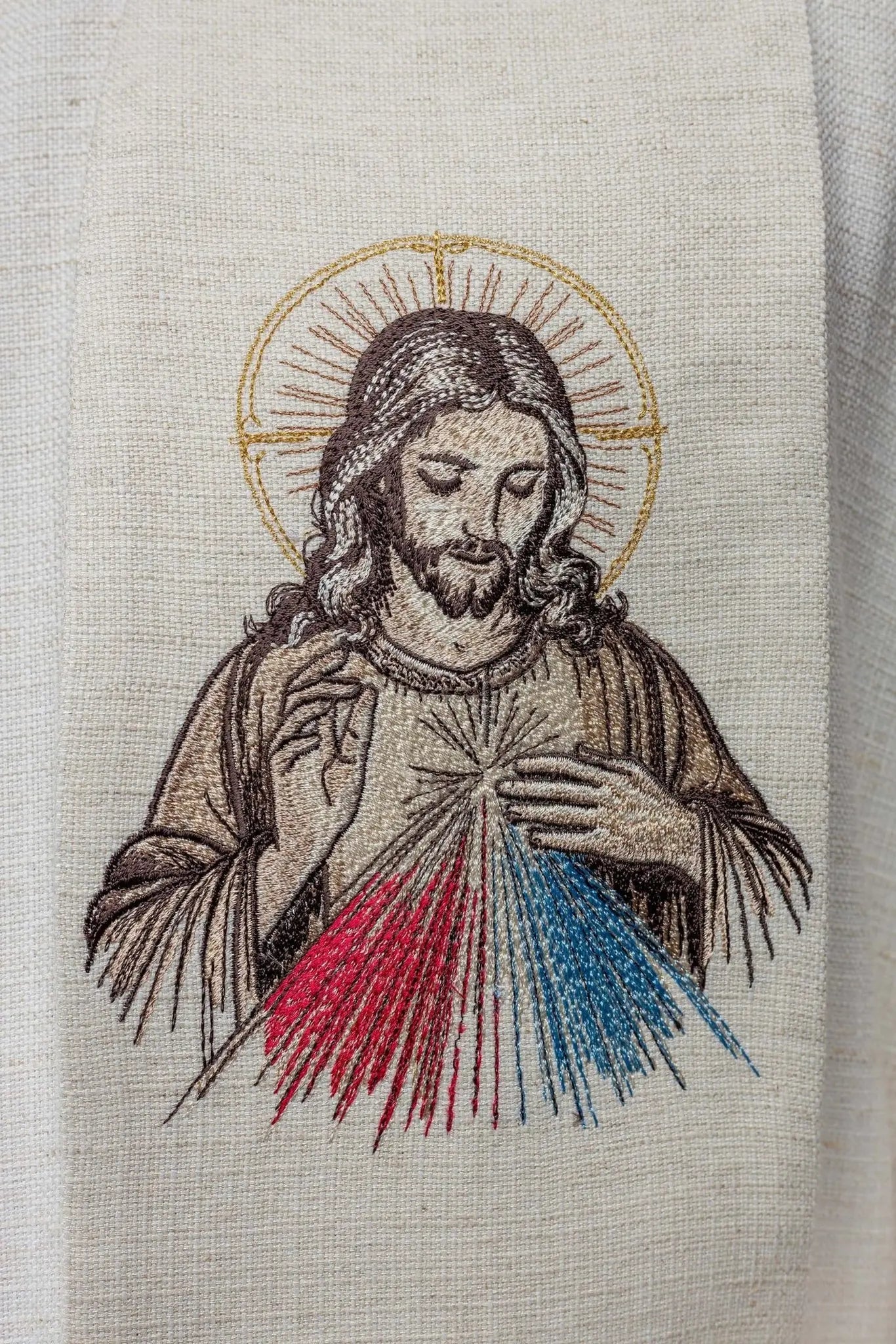 Estola bordada con la imagen de Jesús de la Divina Misericordia