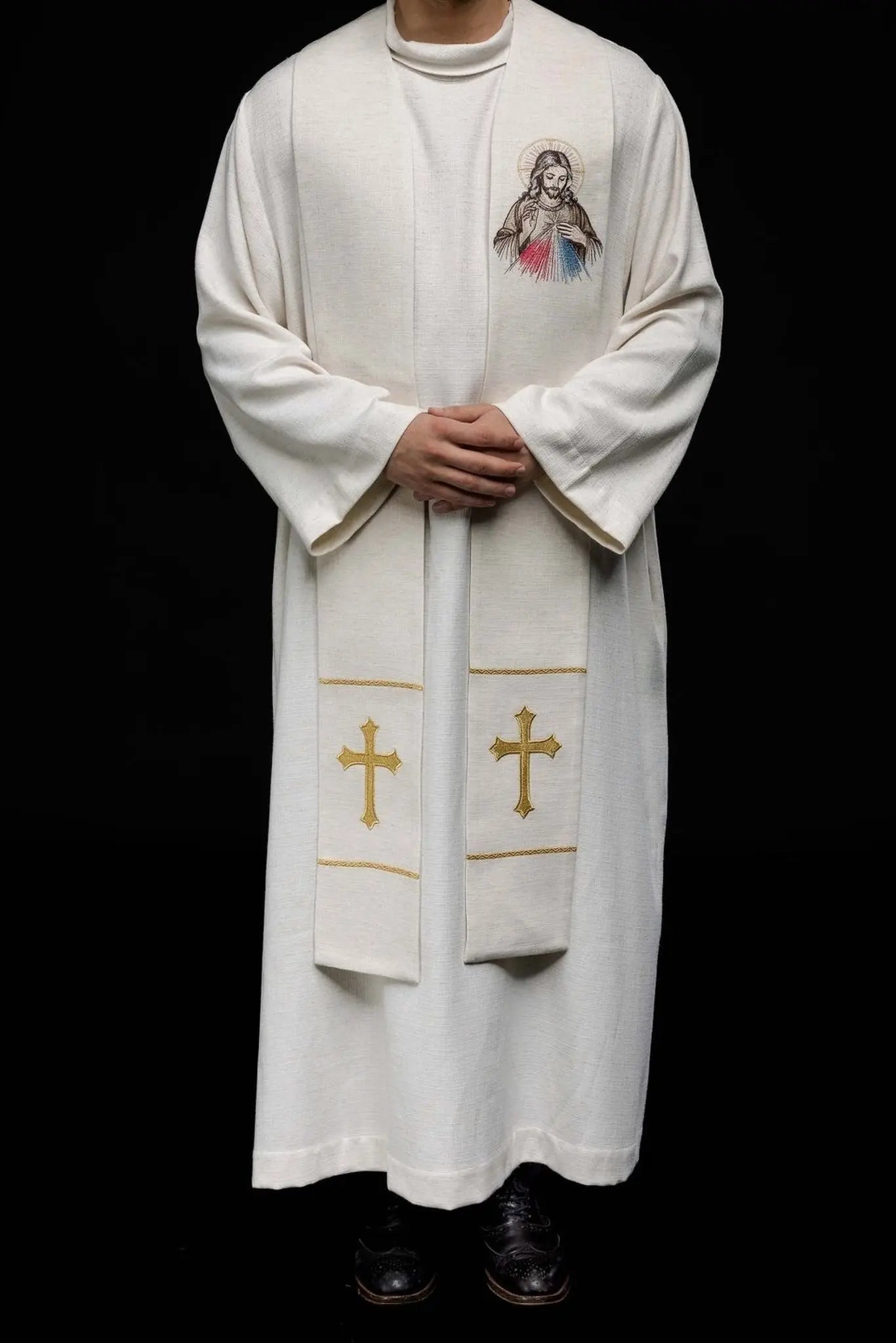 Estola bordada con la imagen de Jesús de la Divina Misericordia
