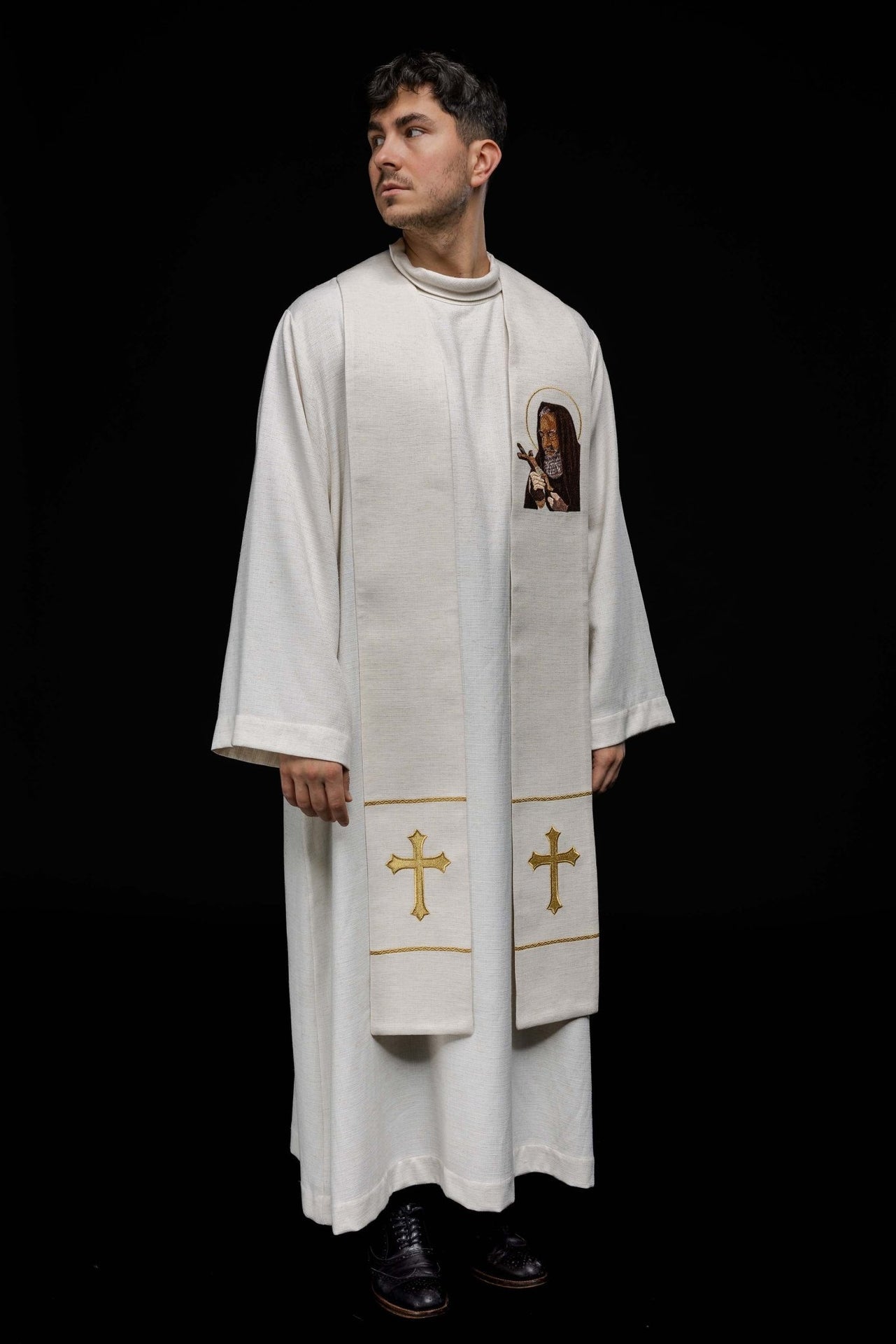 Stuła haftowana z wizerunkiem Ojca Pio