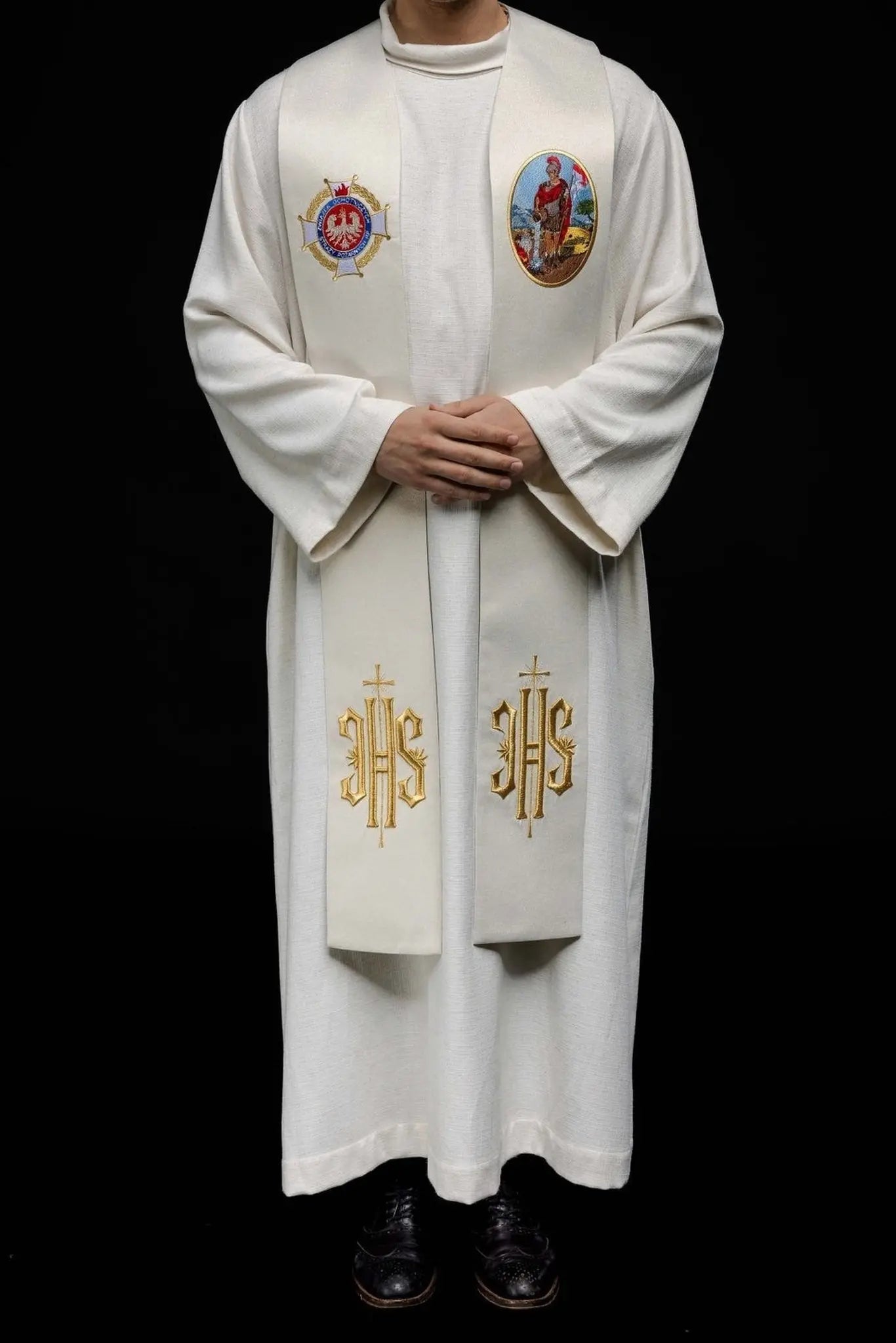 Estola bordada con la imagen de San Florián