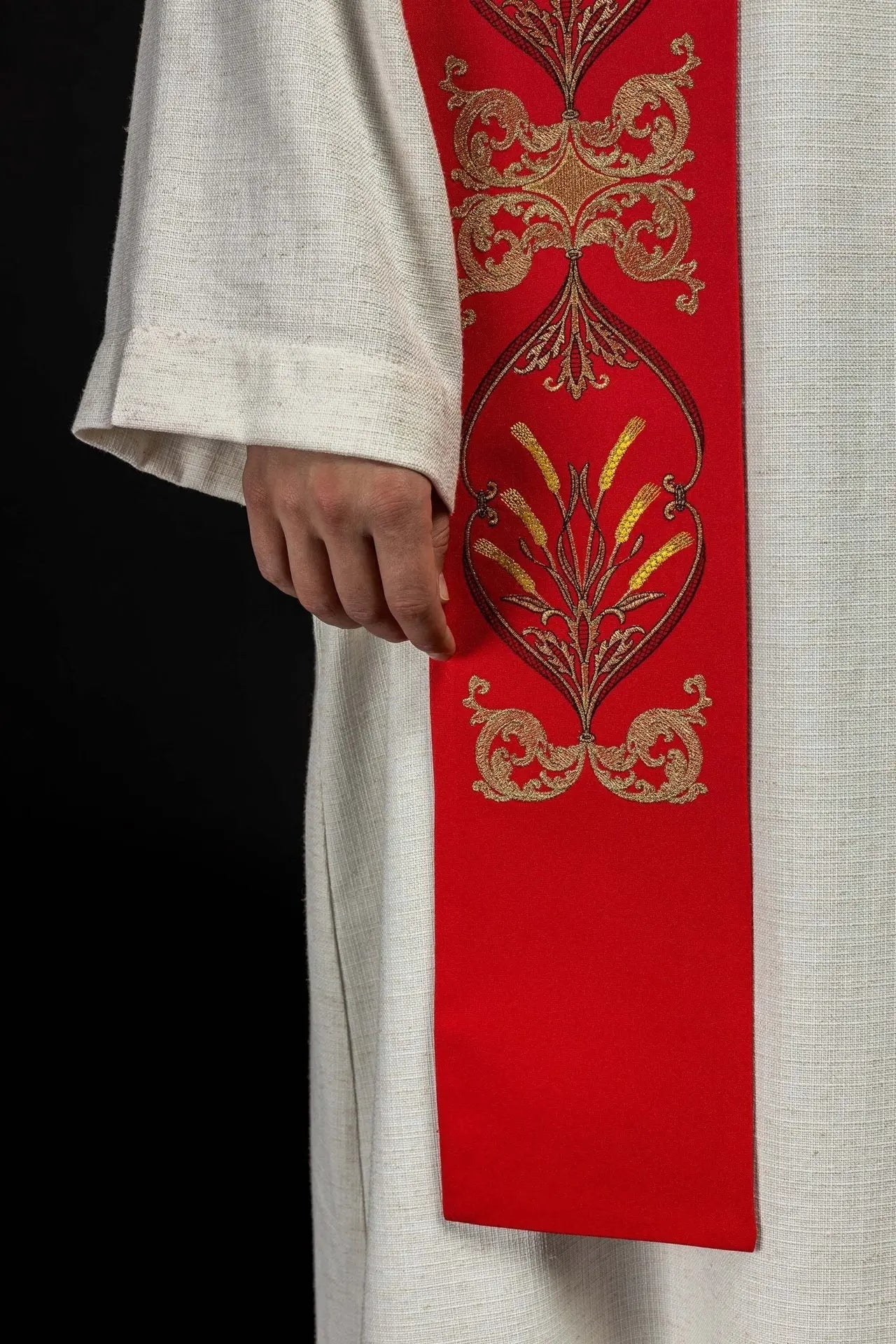 Estola roja para sacerdote cáliz IHS