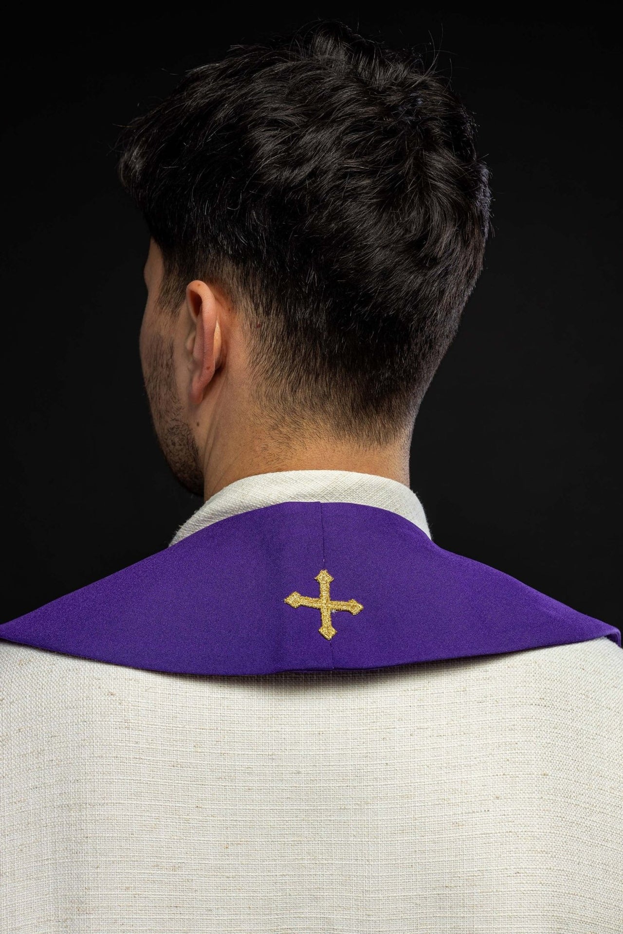 Stuła kapłańska fioletowa haftowana Fioletowa