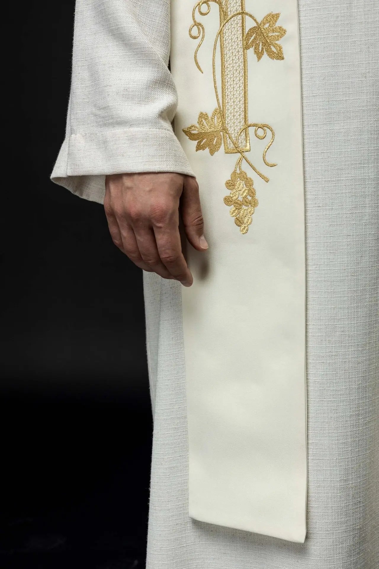 Estola bordada para sacerdote Cruz ecru
