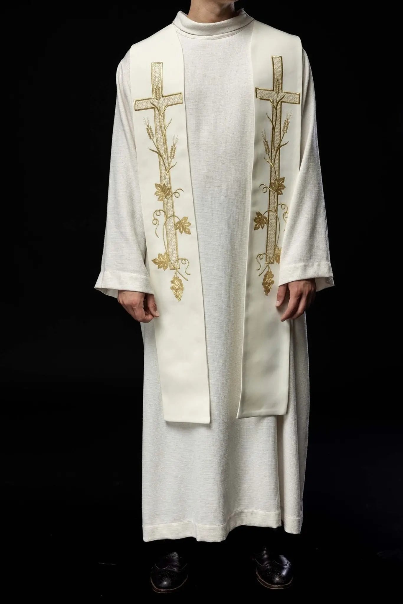 Estola bordada para sacerdote Cruz ecru
