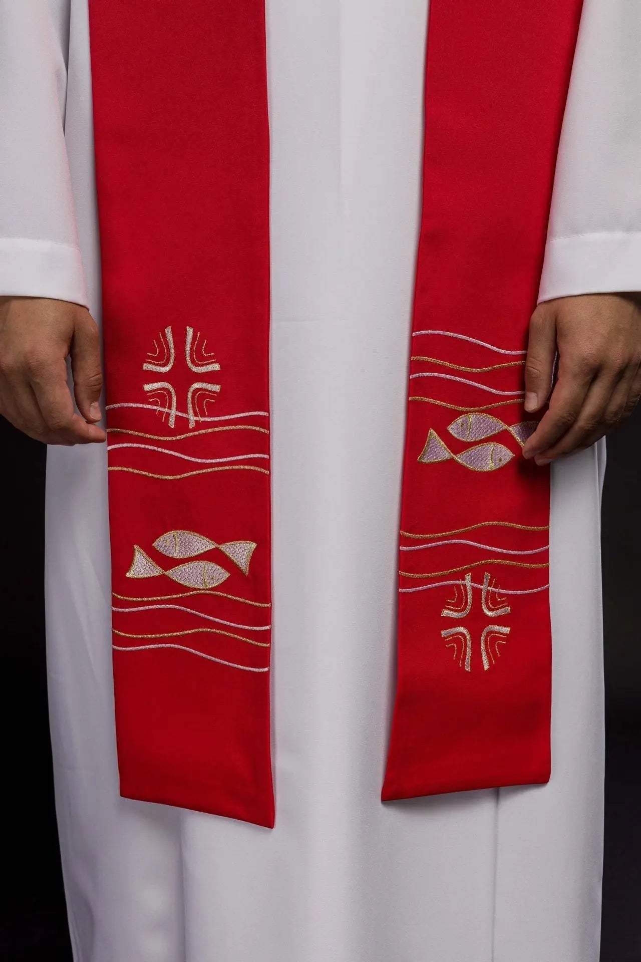 Estola bordada para sacerdote Pez Rojo