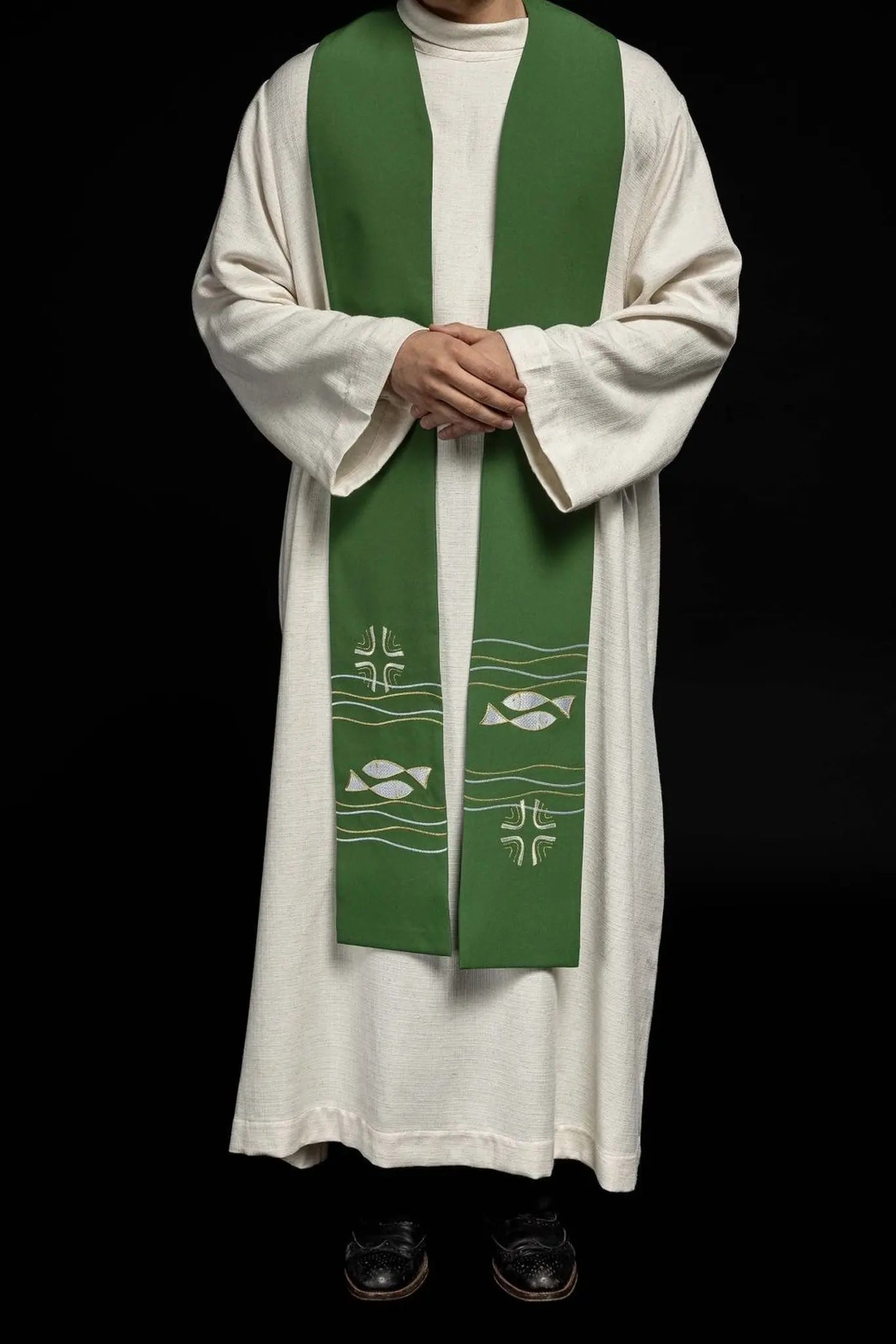Estola bordada para sacerdote Verde Pez
