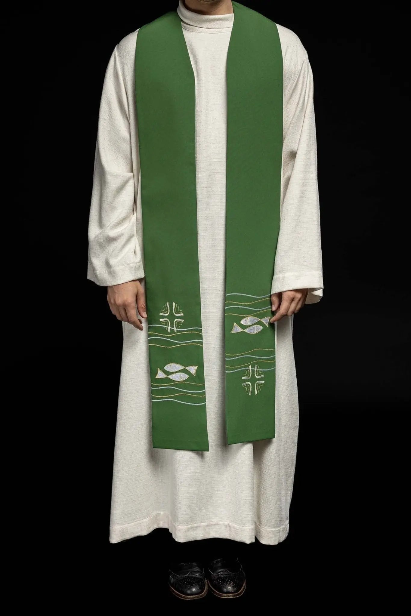 Estola bordada para sacerdote Verde Pez