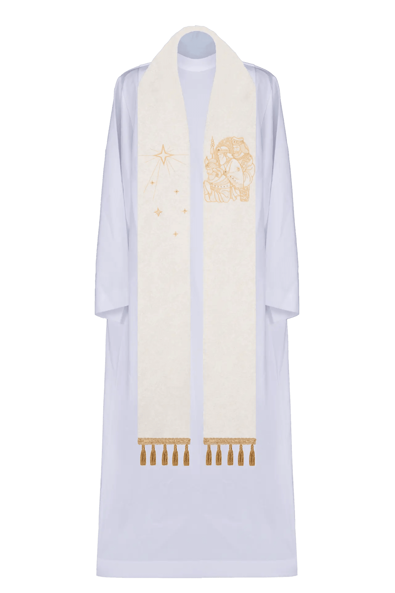 Estola bordada para sacerdote con motivo de los Tres Reyes