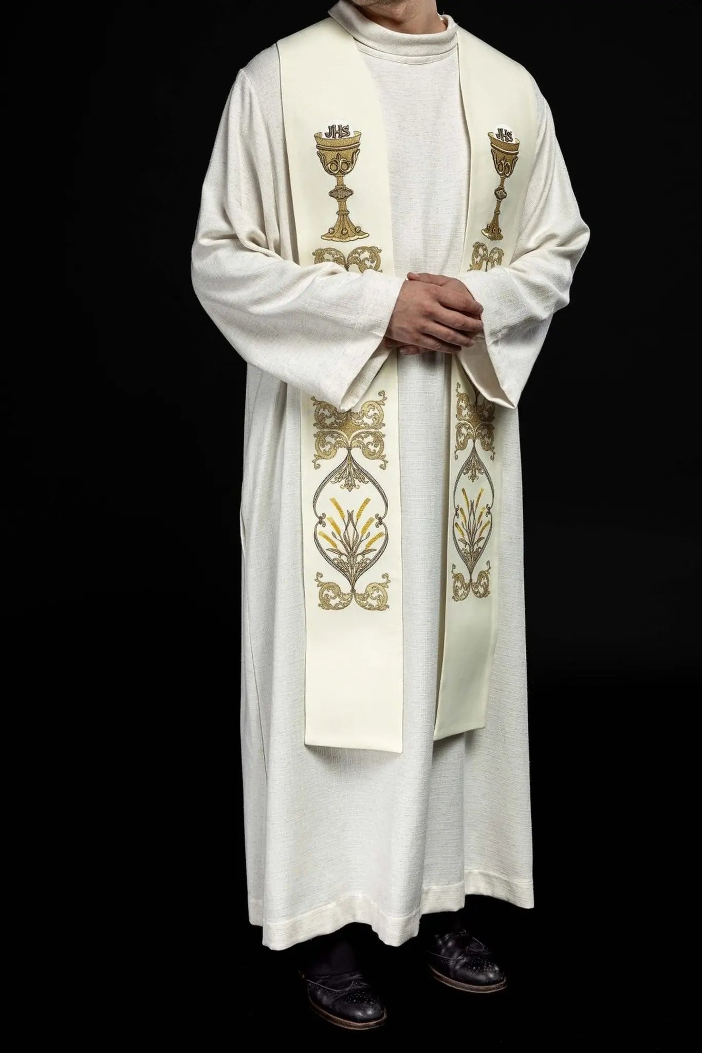 Estola de sacerdote cáliz IHS ecru