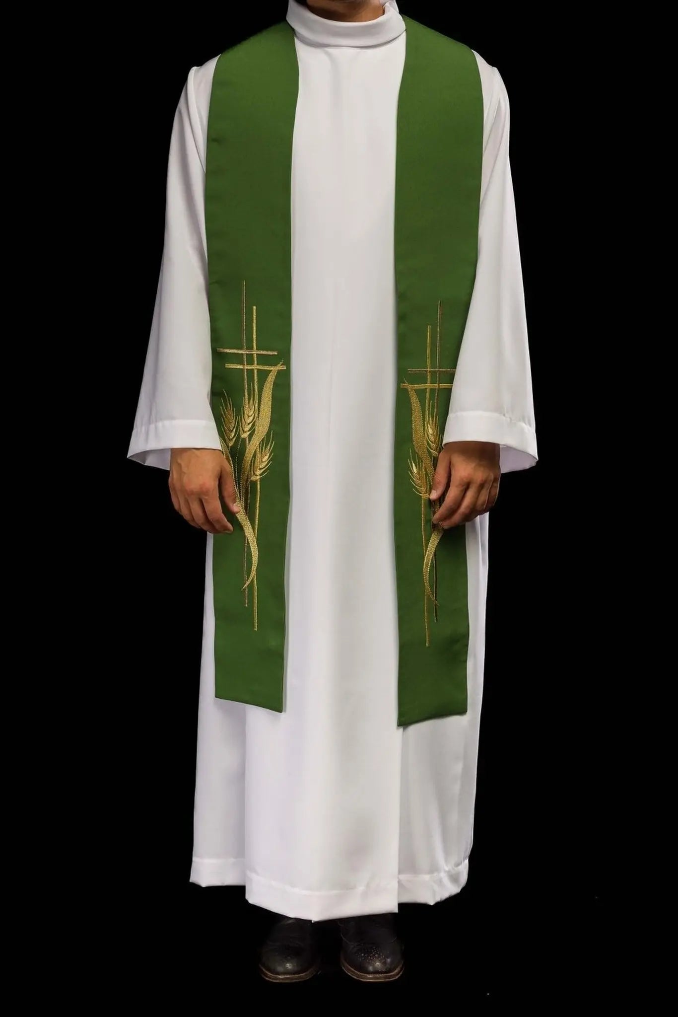 Estola verde bordada para sacerdote