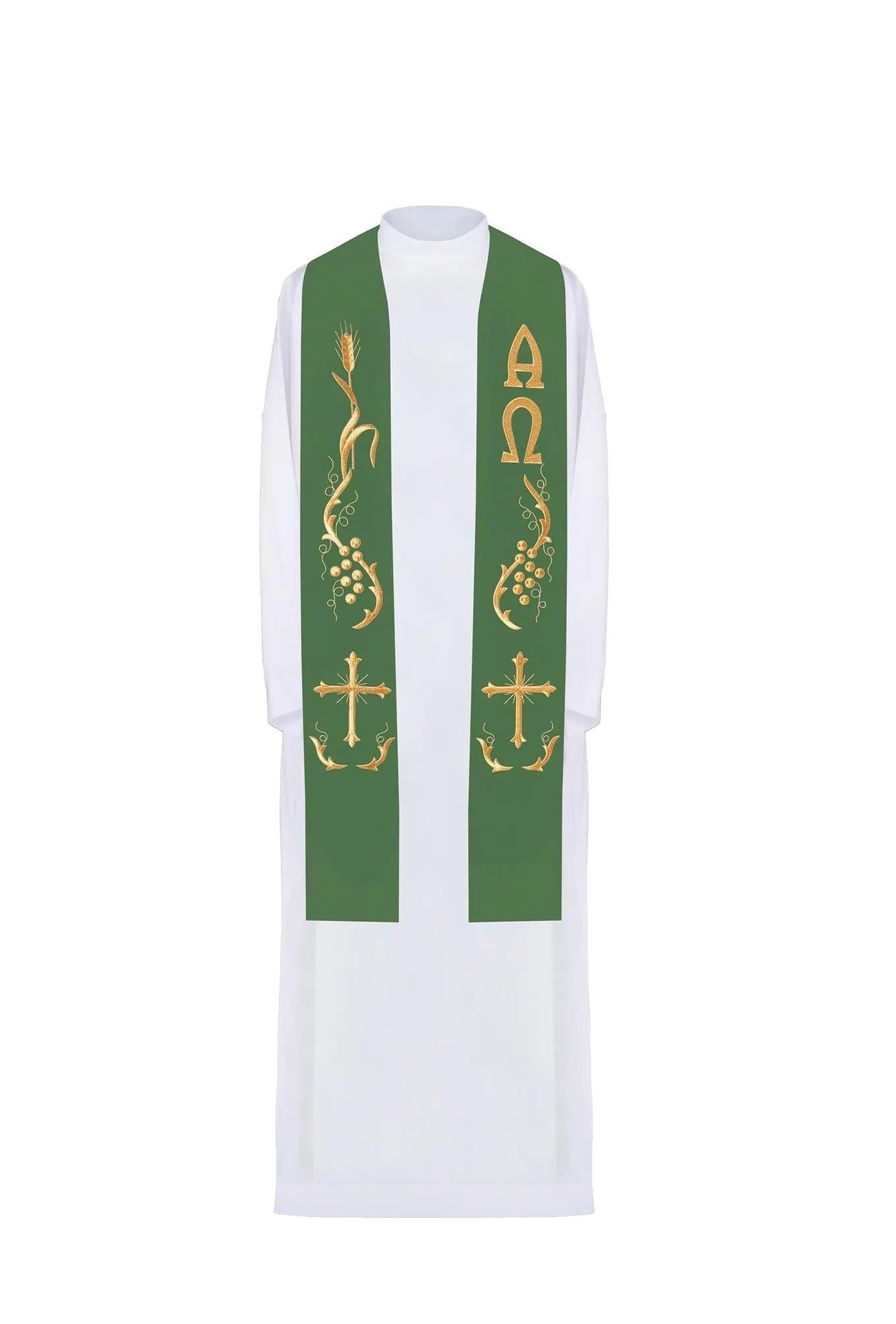 Embroidered green priest's stole