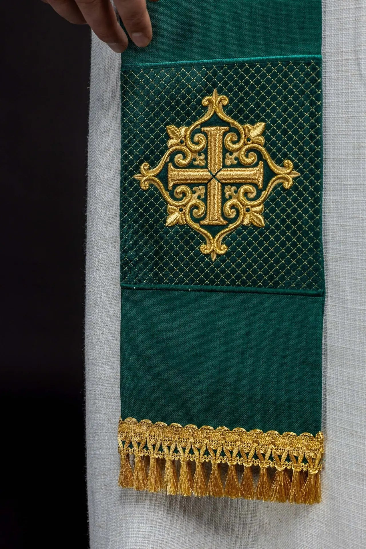 Estola de terciopelo verde