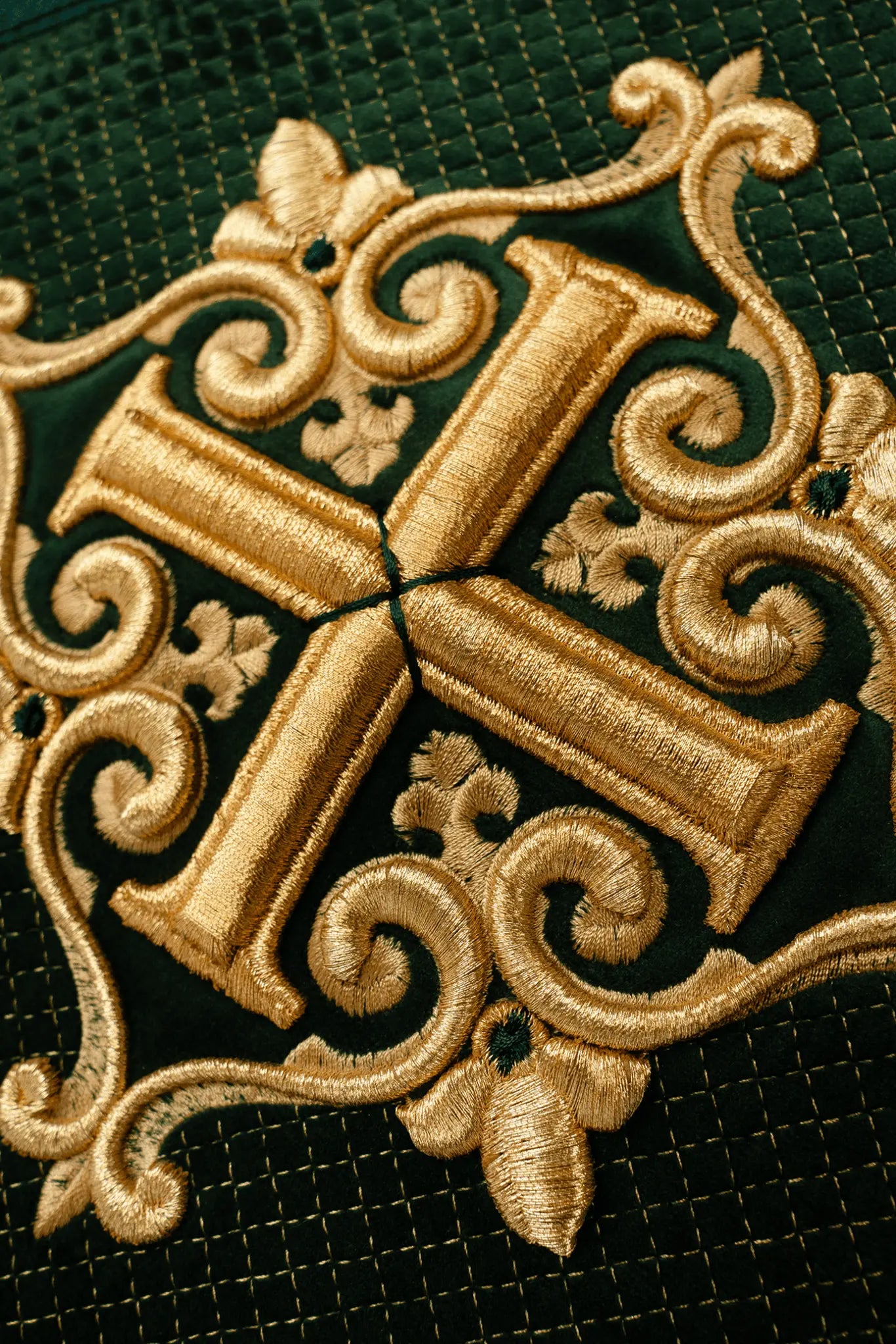 Servilleta con cruz bordada para leccionario Terciopelo verde